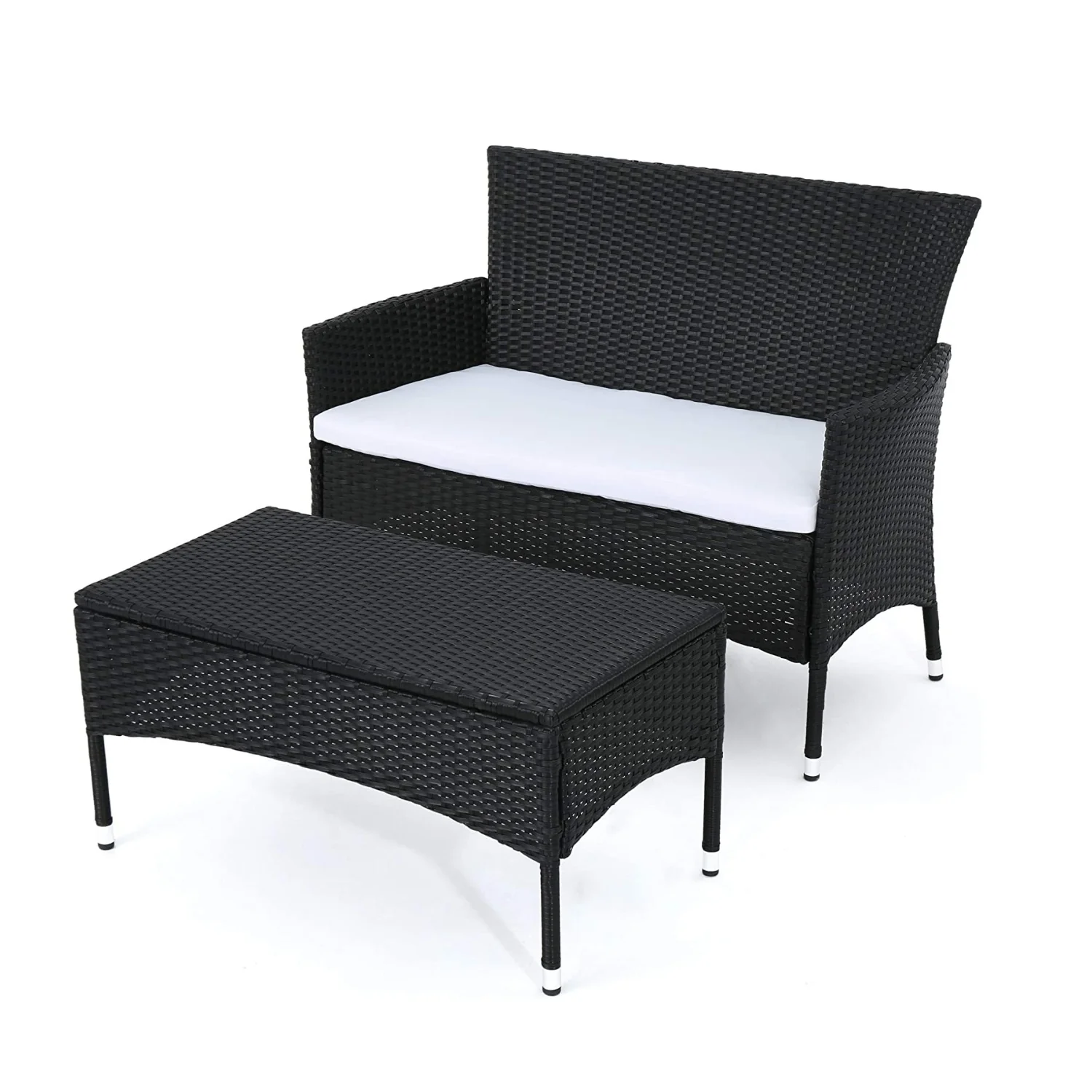 2-Piece Outdoor Rattan Wicker Loveseat Sofa - Image 10