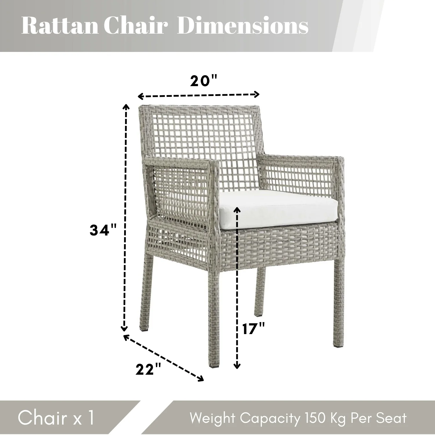 1-Piece Outdoor Rattan Wicker Patio Dining Chair - Image 2