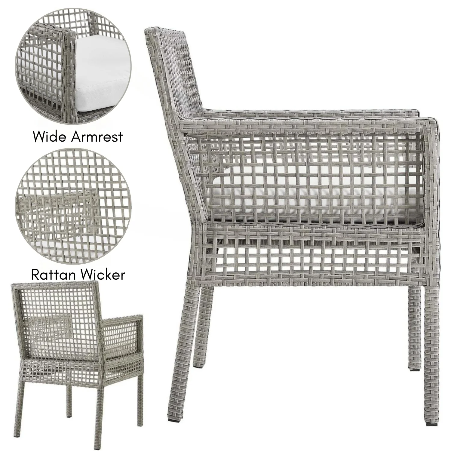 1-Piece Outdoor Rattan Wicker Patio Dining Chair - Image 3