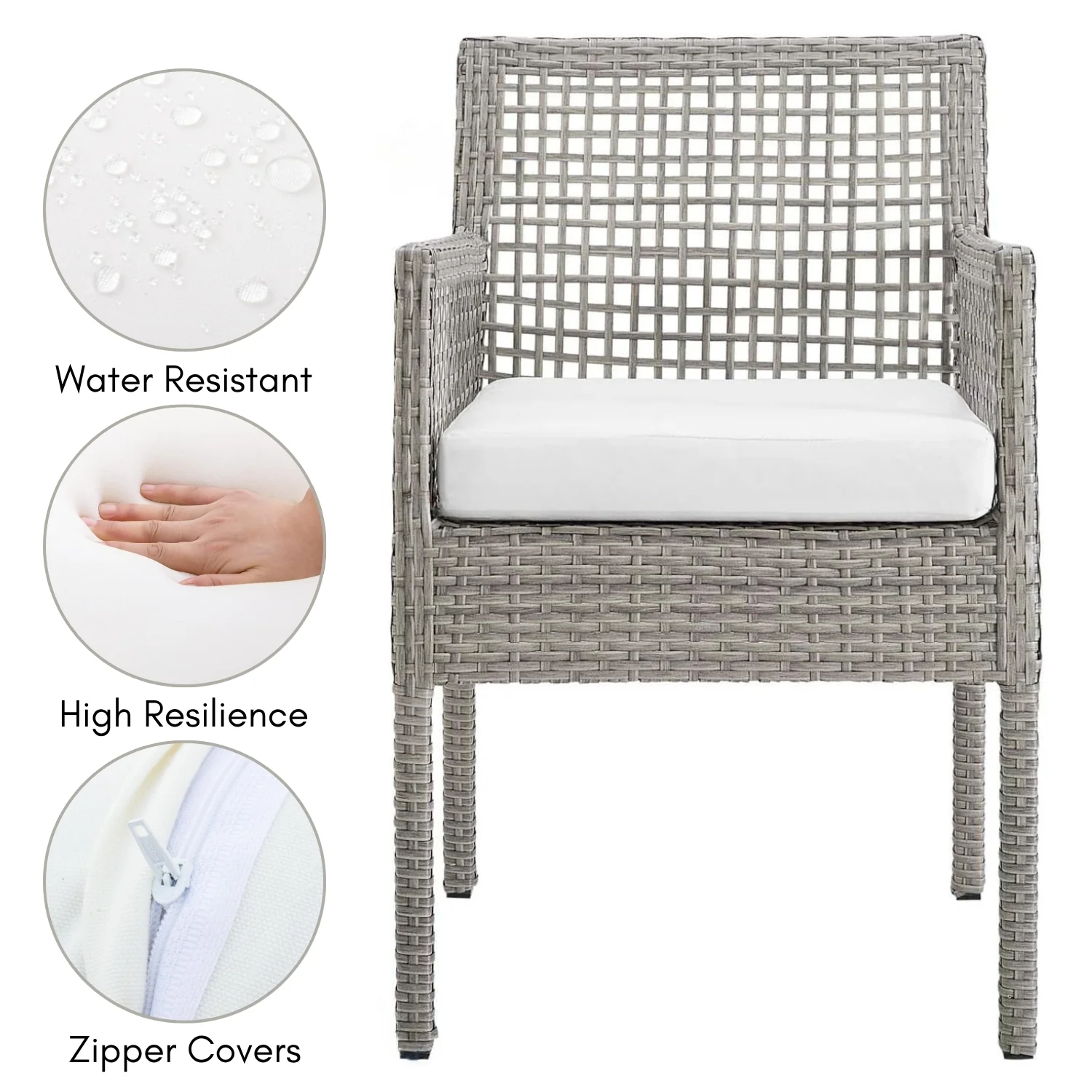 1-Piece Outdoor Rattan Wicker Patio Dining Chair - Image 4