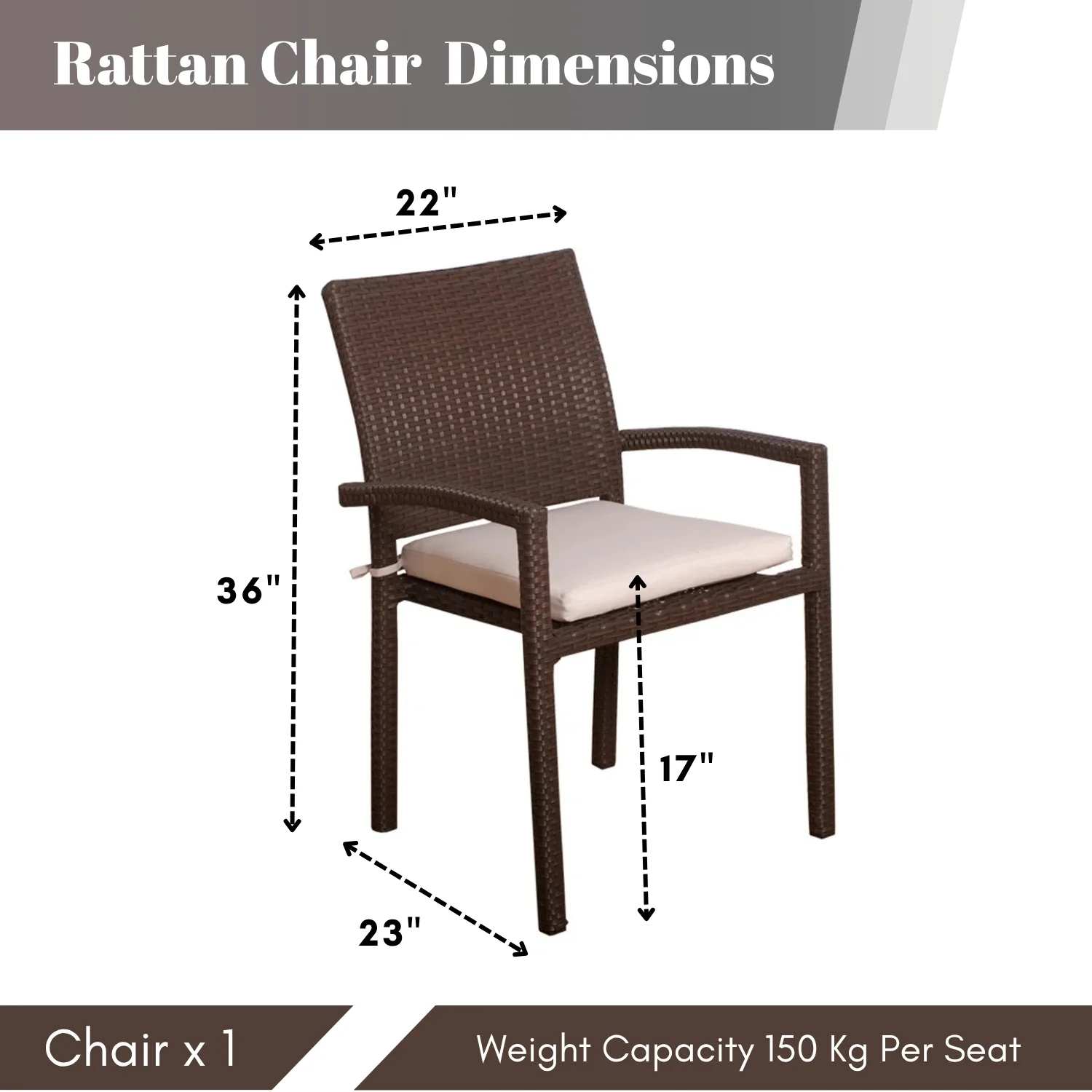 1-Piece Outdoor Rattan Wicker Patio Dining Chair - Image 2