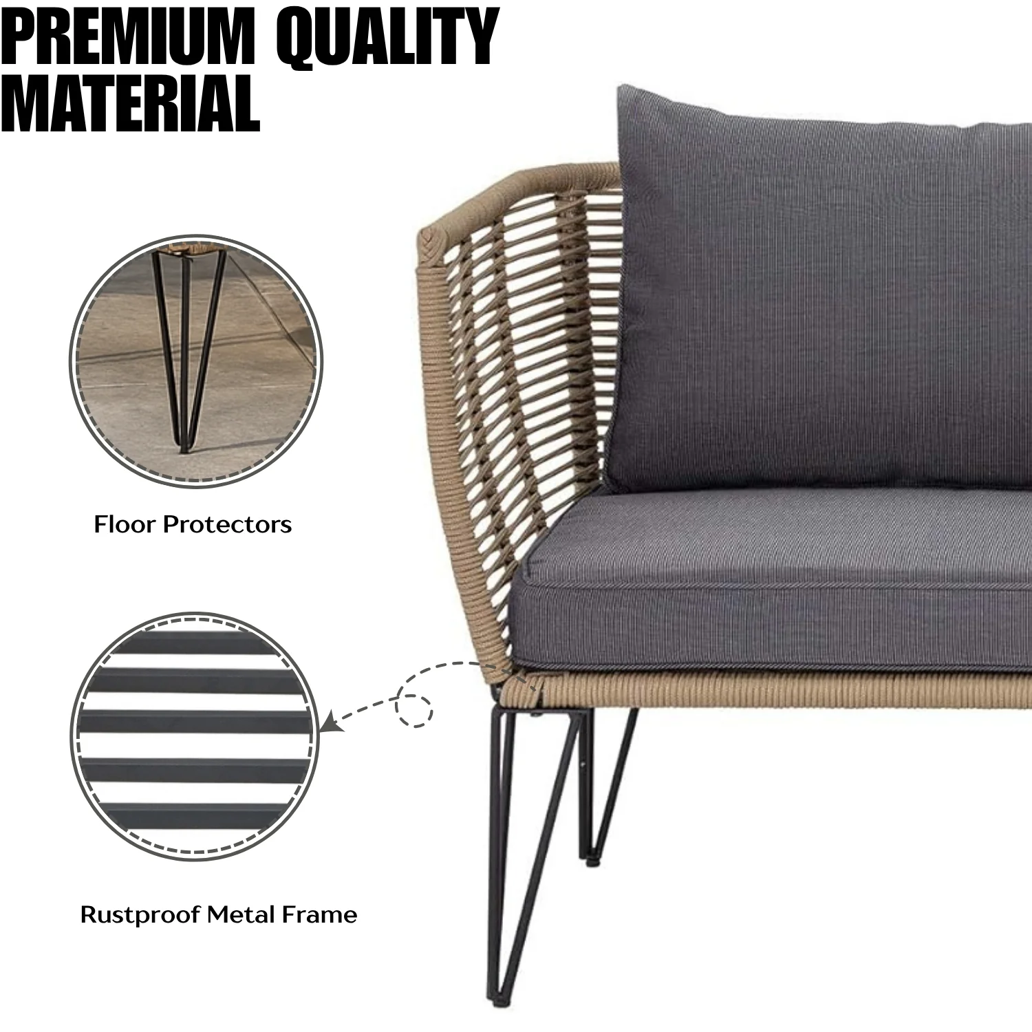 1-Piece Outdoor Rope Loveseat Sofa - Image 6