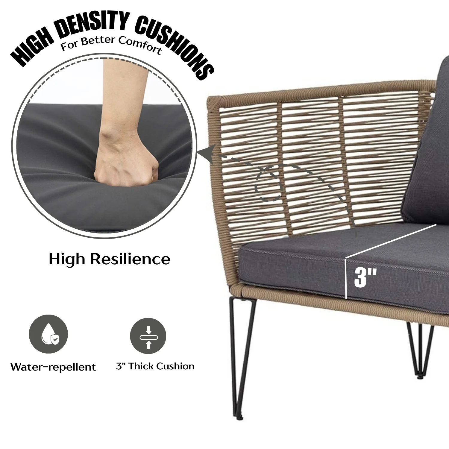 1-Piece Outdoor Rope Loveseat Sofa - Image 8