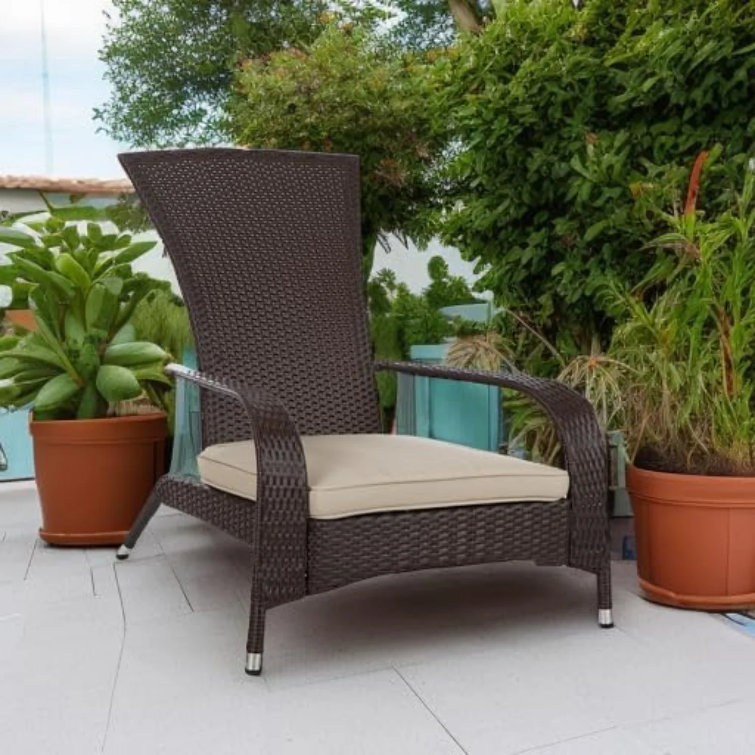 1-Piece Outdoor Wicker Single Seater Adirondack Style Armchair - Image 8