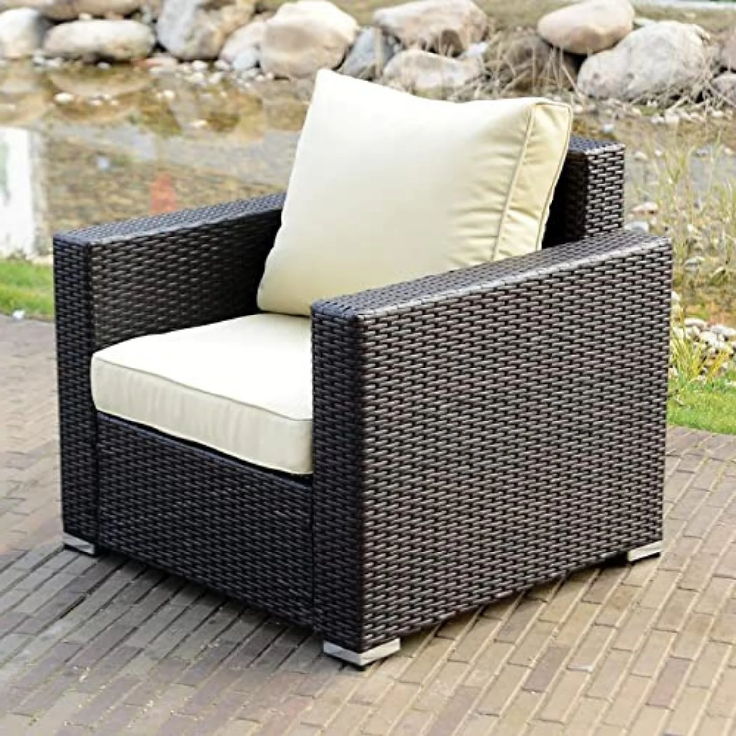 1-Piece Outdoor Wicker Single Seater Sofa - Image 7