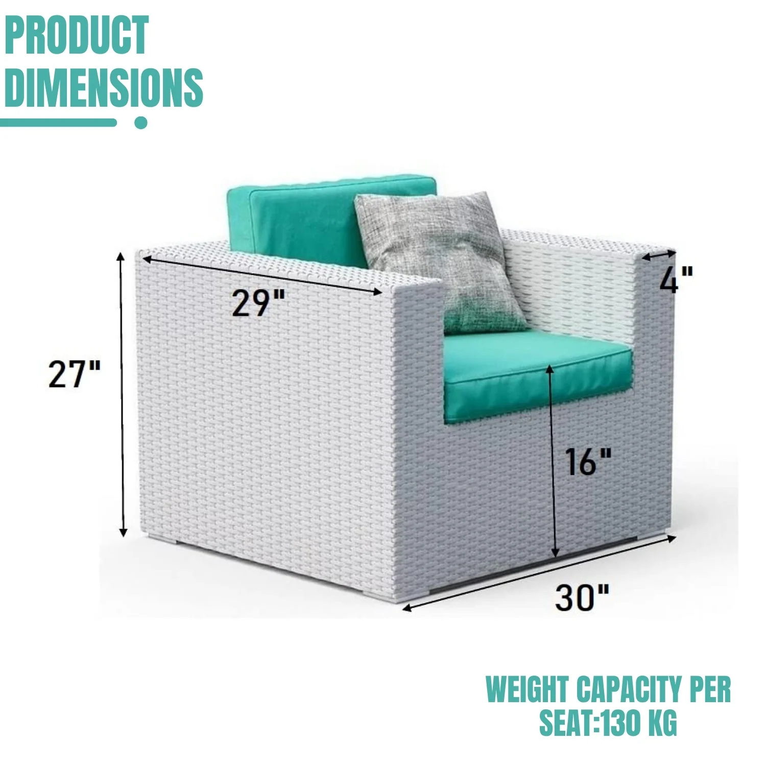 1-Piece Outdoor Wicker Single Seater Sofa - Image 2