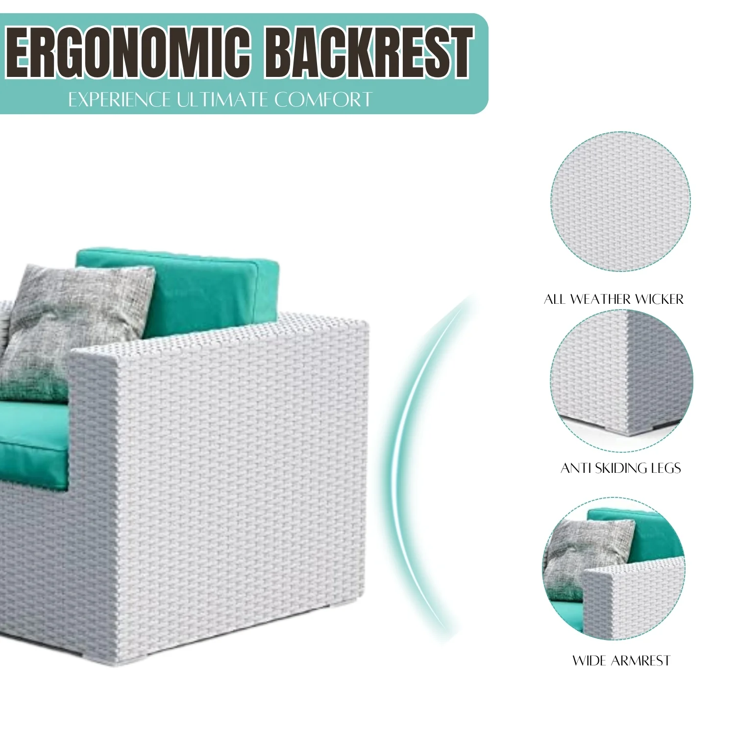 1-Piece Outdoor Wicker Single Seater Sofa - Image 6