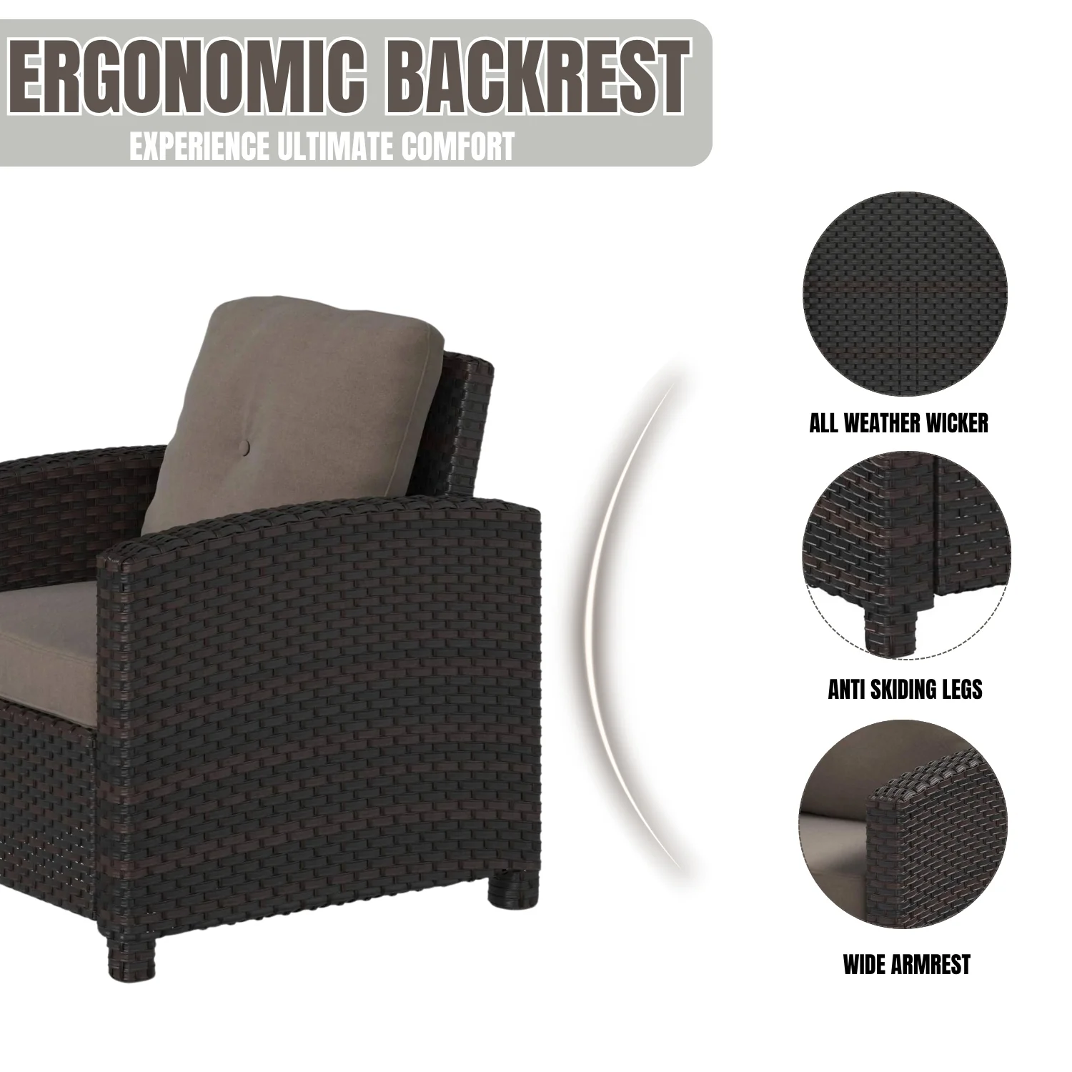 1-Piece Outdoor Wicker Single Seater Sofa - Image 5