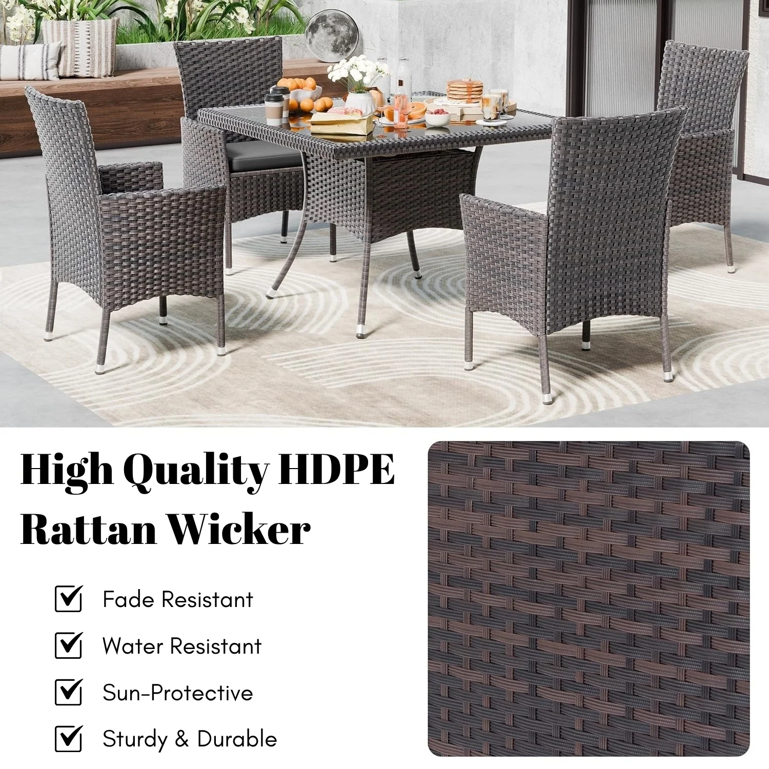 10-Piece Outdoor Patio Rattan Dining Set - Image 3