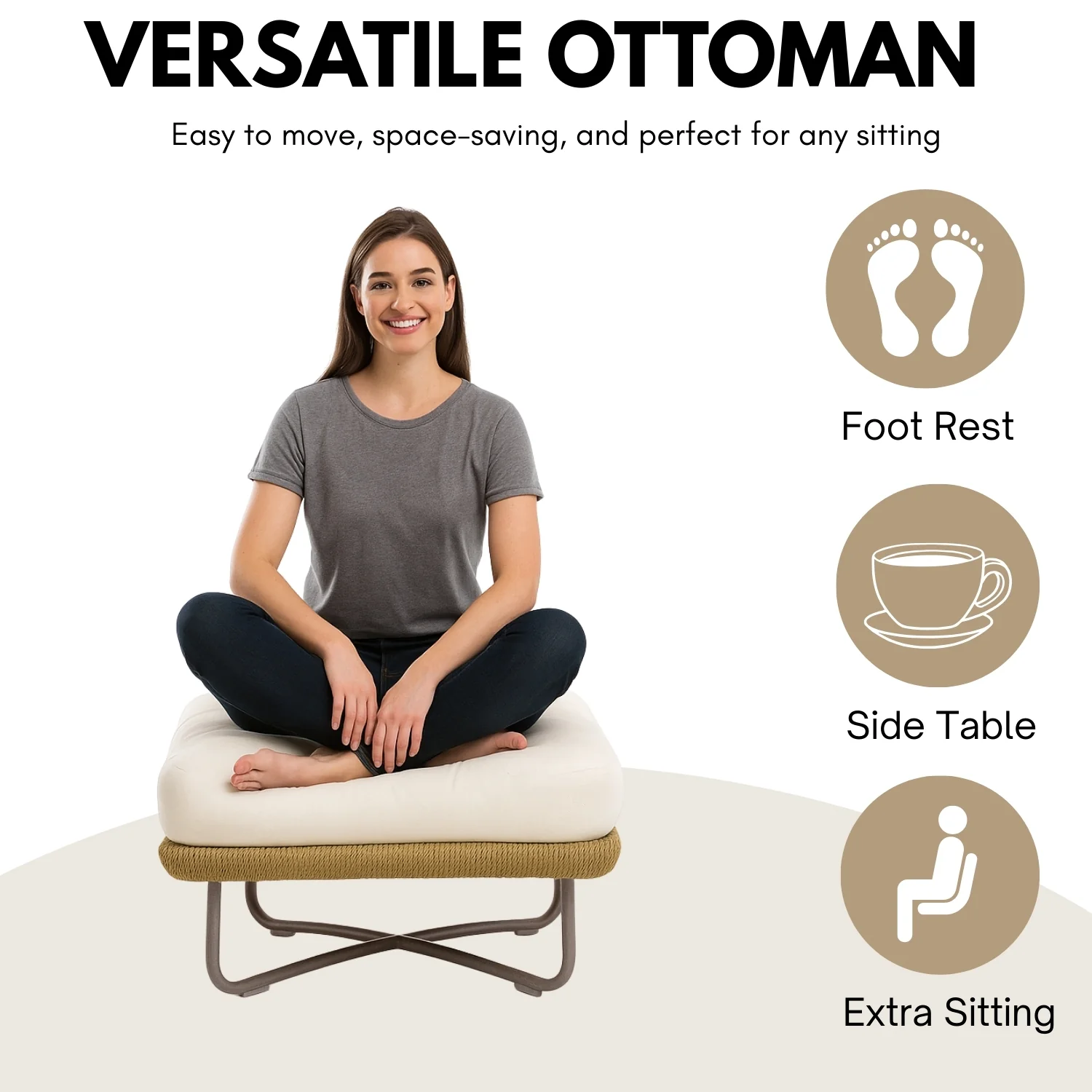 10 Seater Outdoor Rope Sofa Set with Ottoman, Loungers, Center Table & Side Tables - Image 10