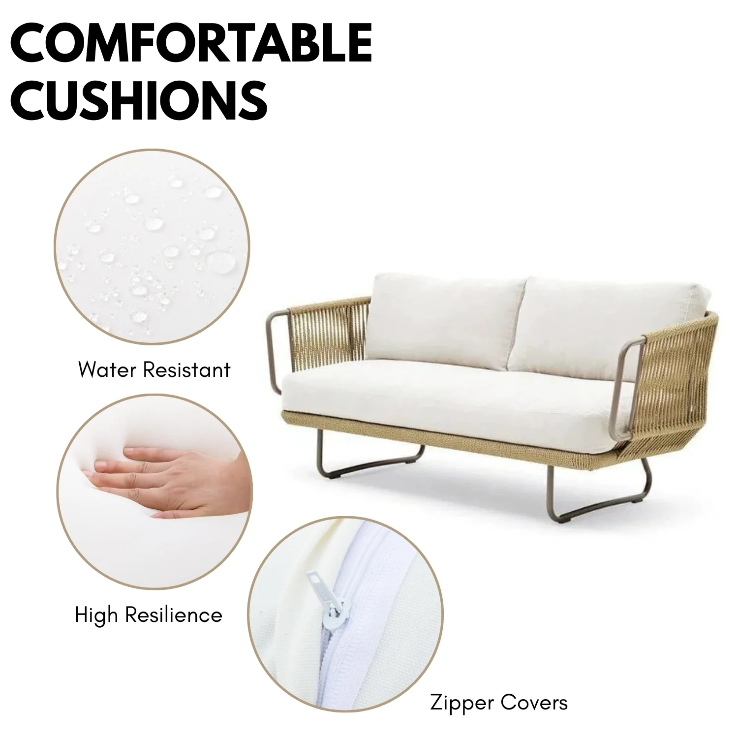 10 Seater Outdoor Rope Sofa Set with Ottoman, Loungers, Center Table & Side Tables - Image 8