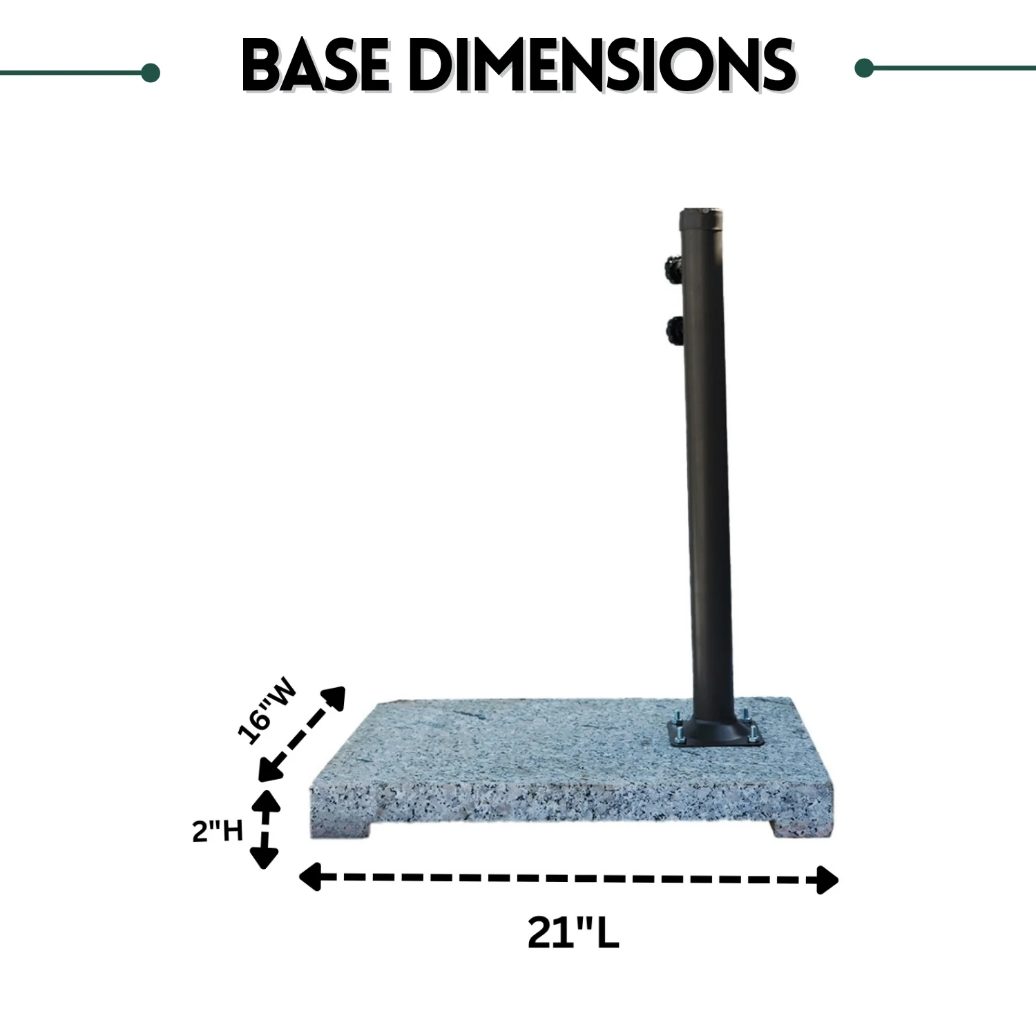 10ft Side Pole Square Shape Outdoor Umbrella With Granite Base (Green) - Image 3