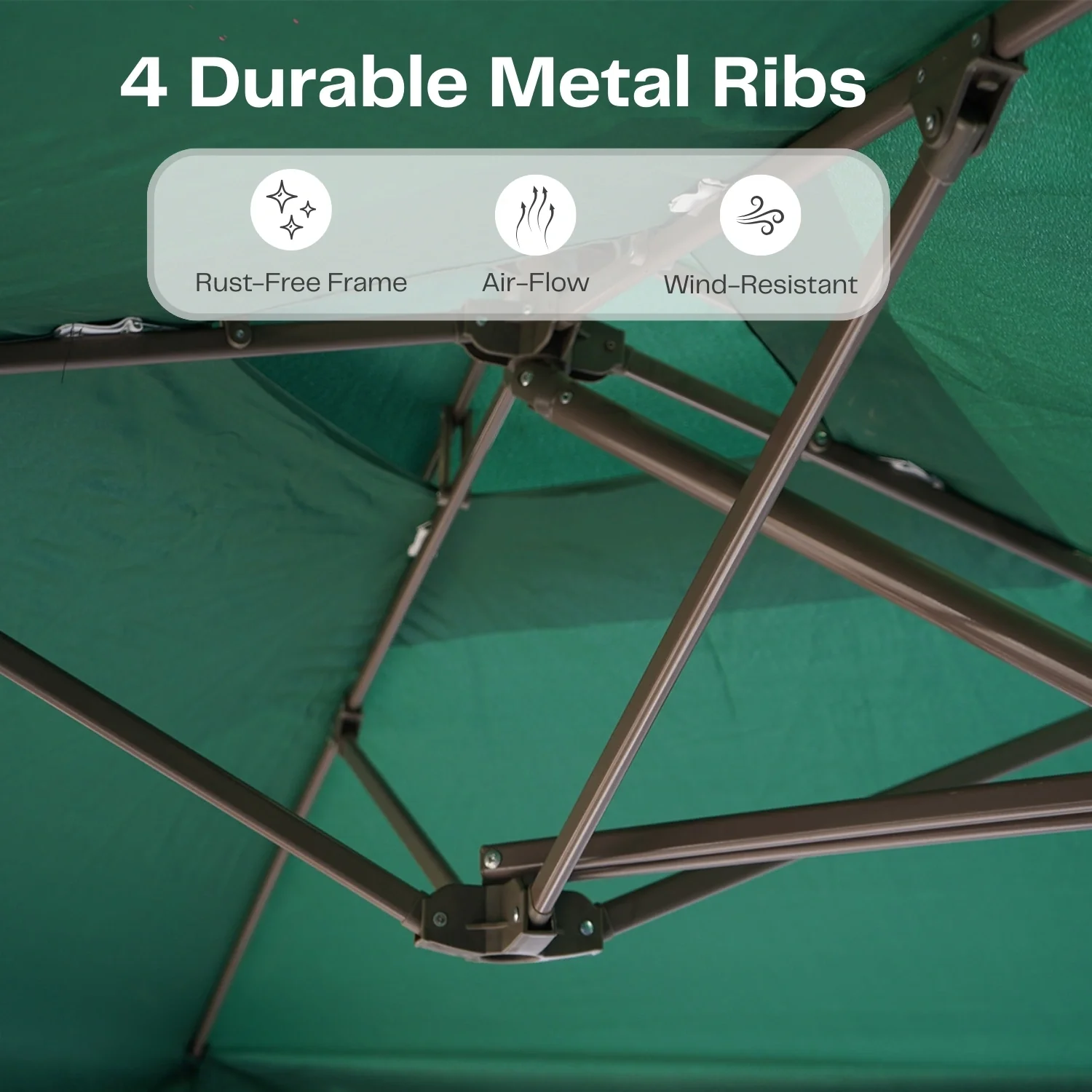 10ft Side Pole Square Shape Outdoor Umbrella With Granite Base (Green) - Image 8