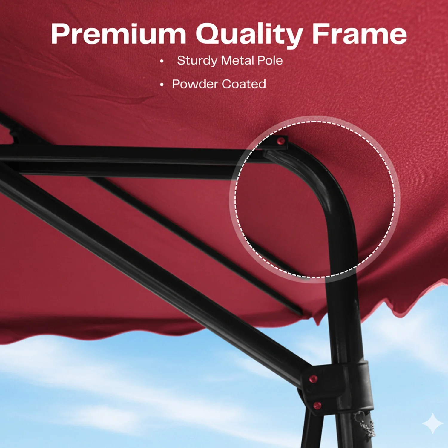 10ft Side Pole Square Shape Outdoor Umbrella With Granite Base (Maroon) - Image 5