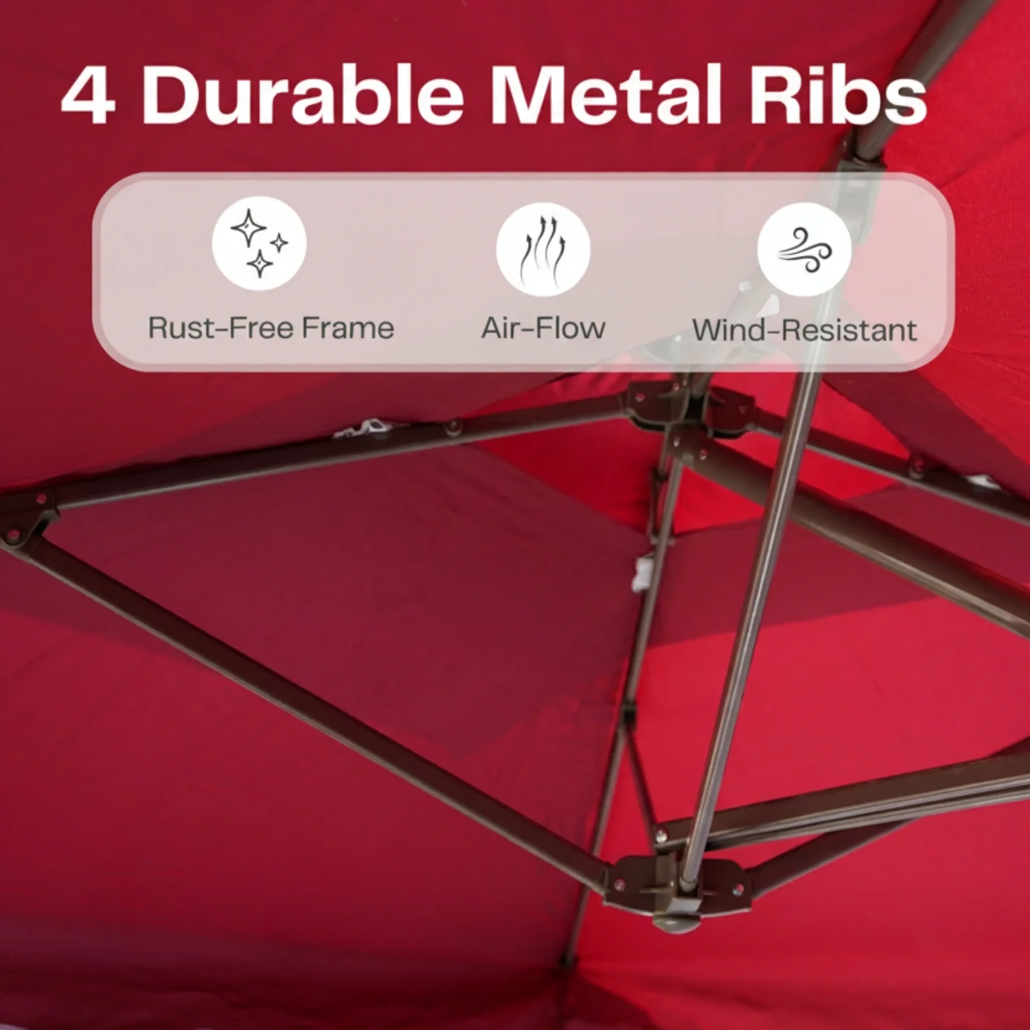 10ft Side Pole Square Shape Outdoor Umbrella With Granite Base (Maroon) - Image 7