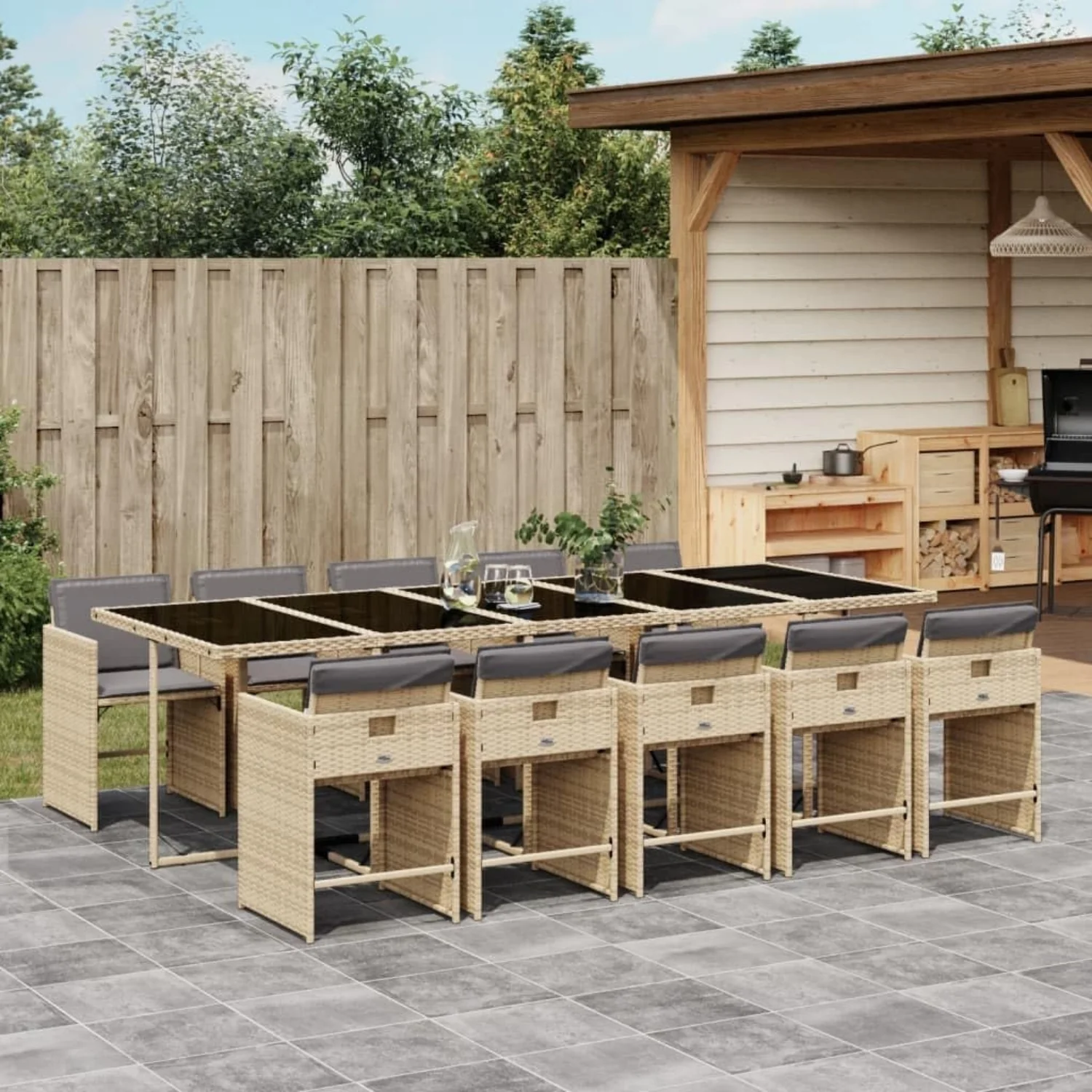 11-Piece Outdoor Rattan Wicker Dinning Set
