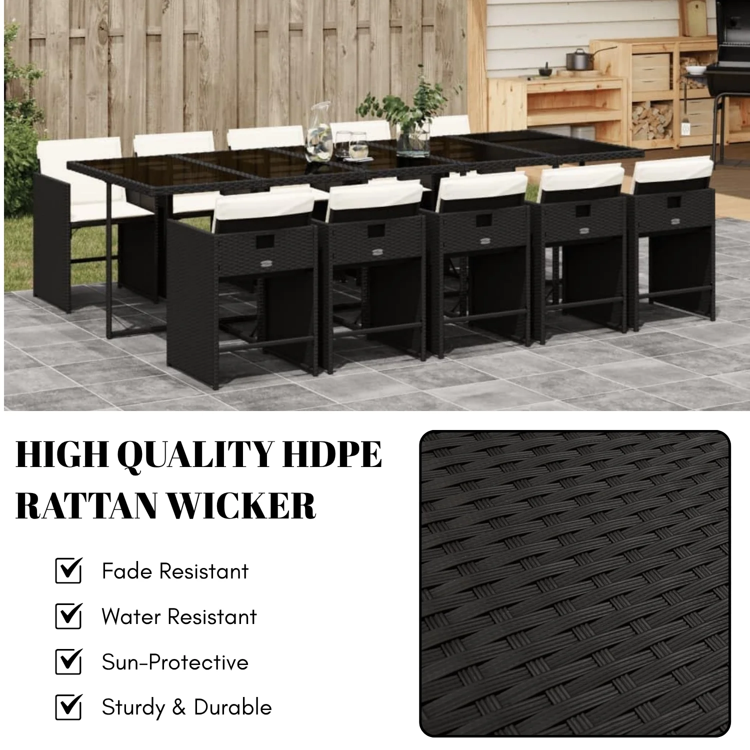 11-Piece Outdoor Rattan Wicker Dinning Set - Image 5