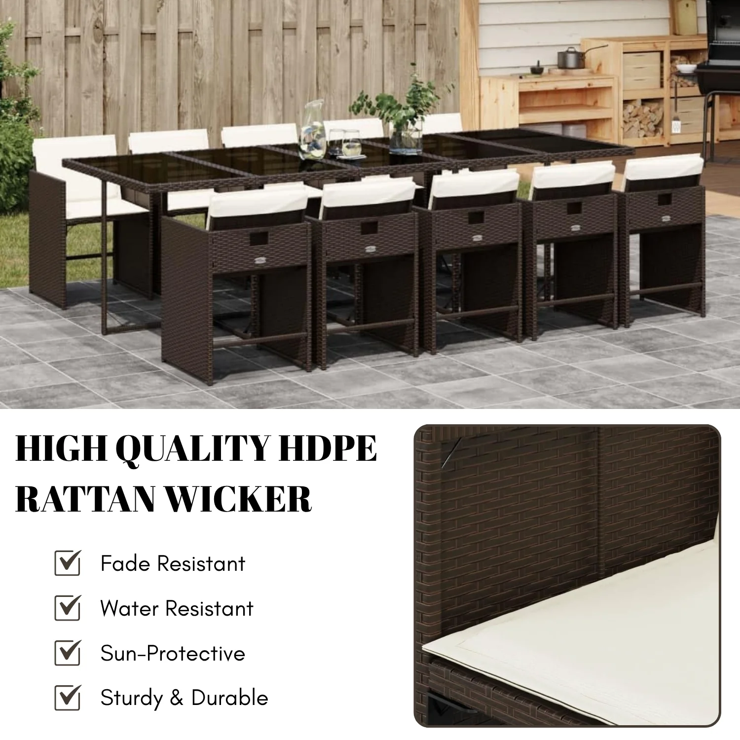 11-Piece Outdoor Rattan Wicker Dinning Set - Image 5