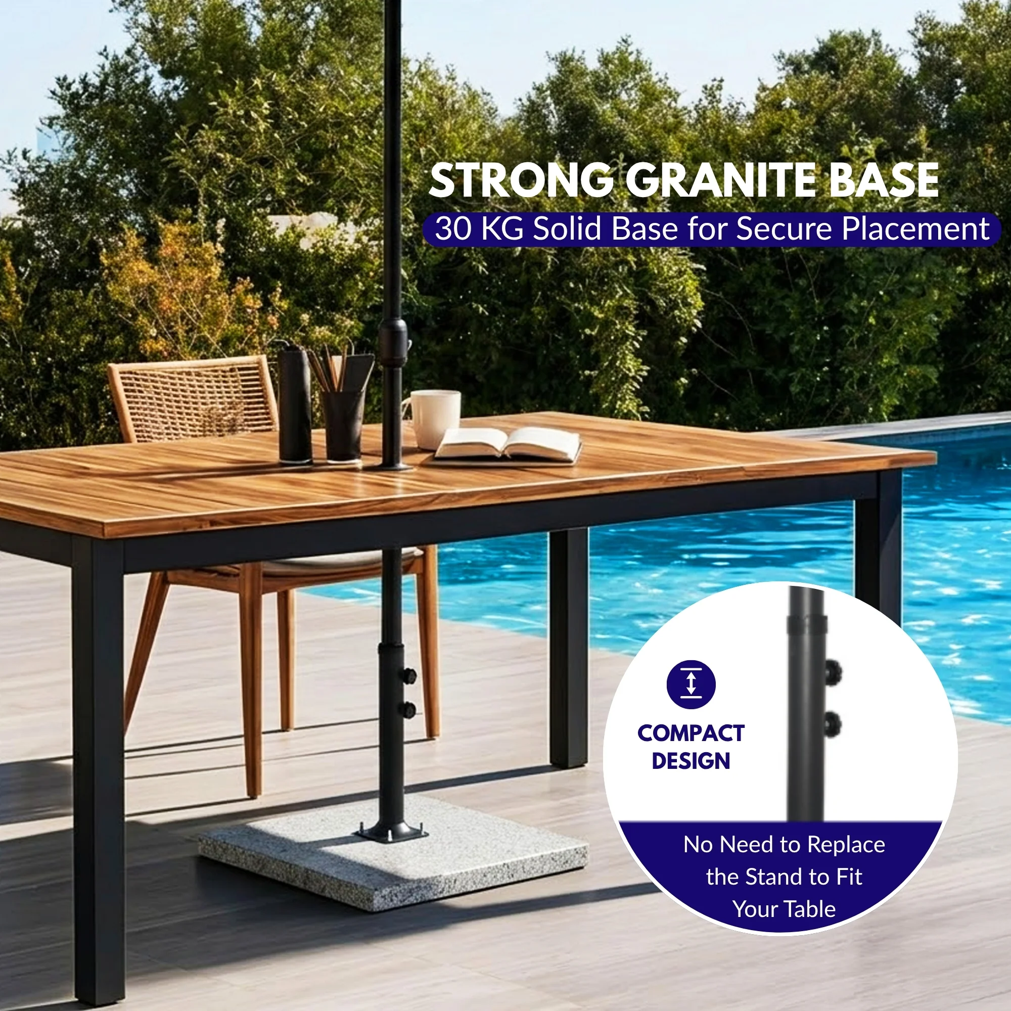 15FT Double-Sided Outdoor Patio Umbrella with Granite Base (White) - Image 8