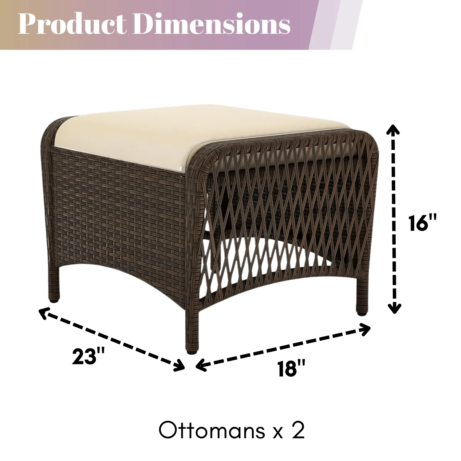 2-Piece Outdoor Rattan Wicker Ottoman Set - Image 2