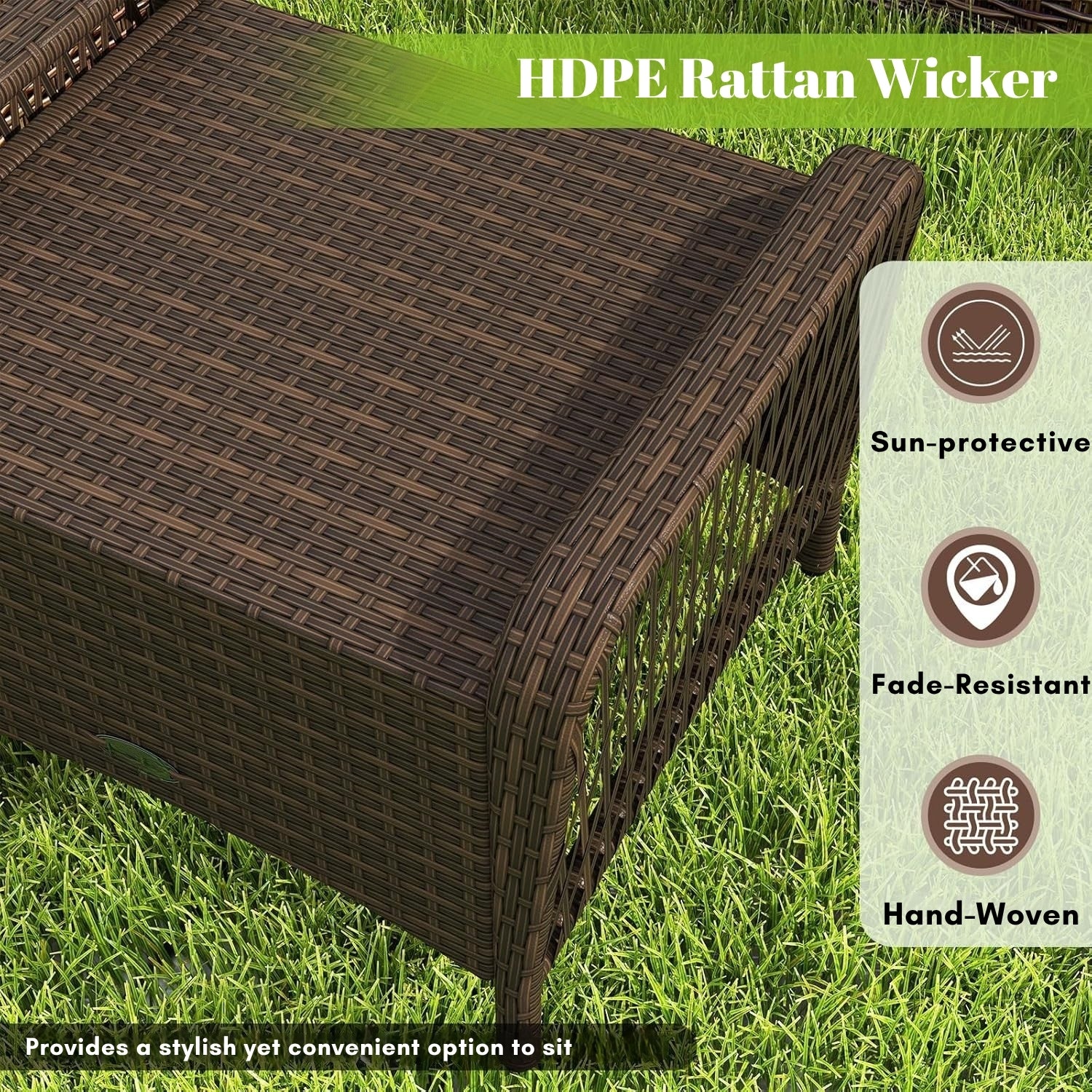 2-Piece Outdoor Rattan Wicker Ottoman Set - Image 4