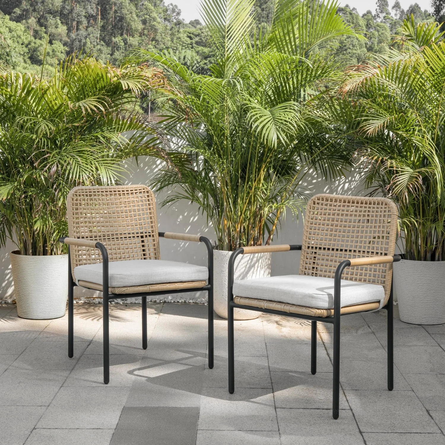 2-Piece Outdoor Rattan Wicker Patio Chairs