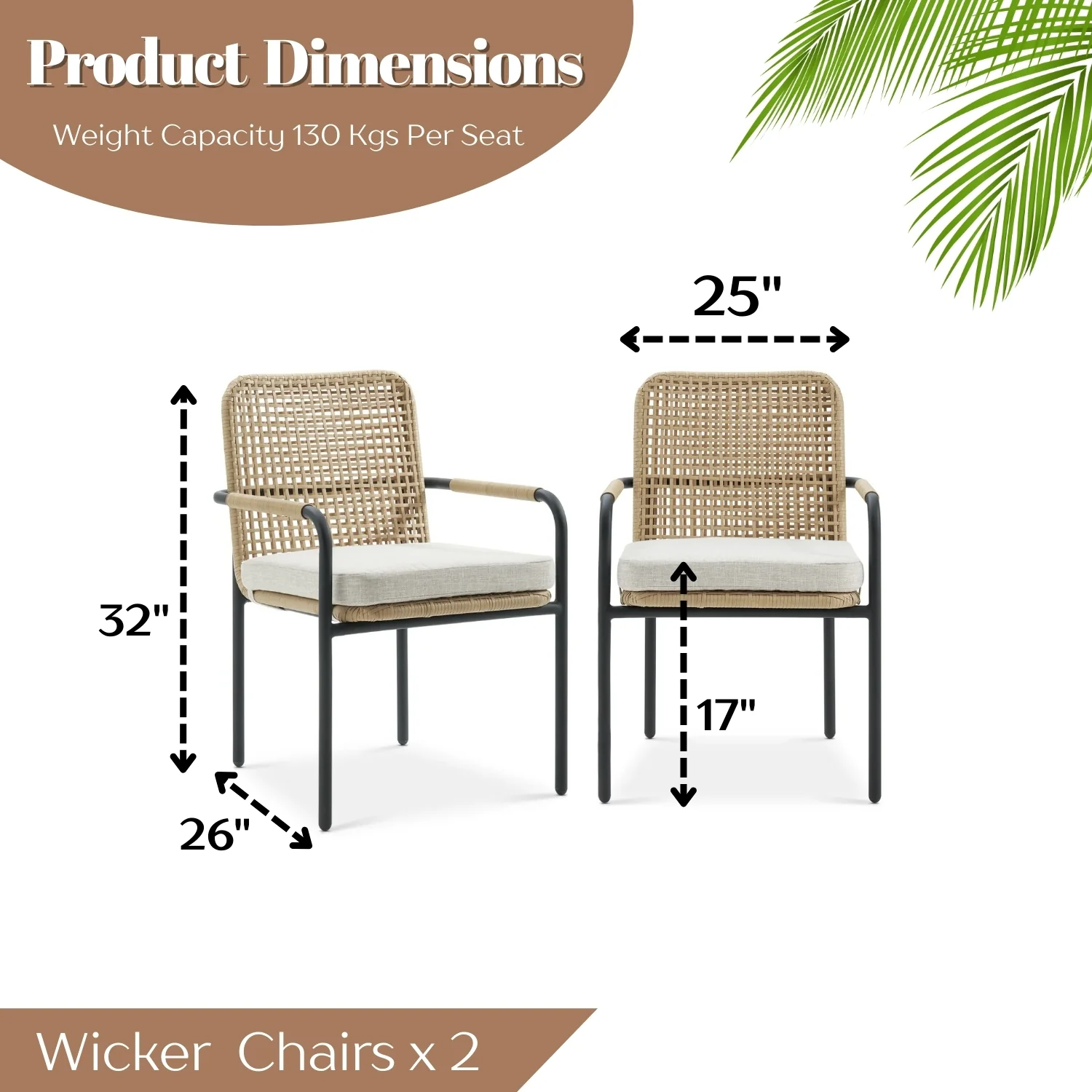 2-Piece Outdoor Rattan Wicker Patio Chairs - Image 2