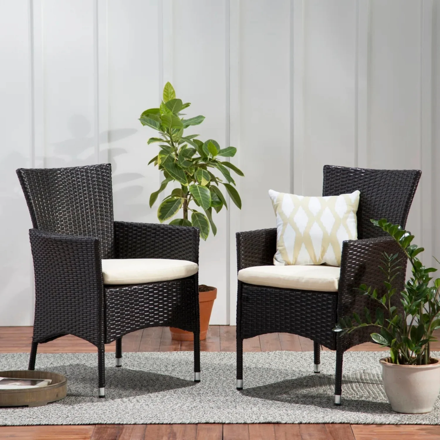 2-Piece Outdoor Rattan Wicker Patio Dining Chairs - Image 11