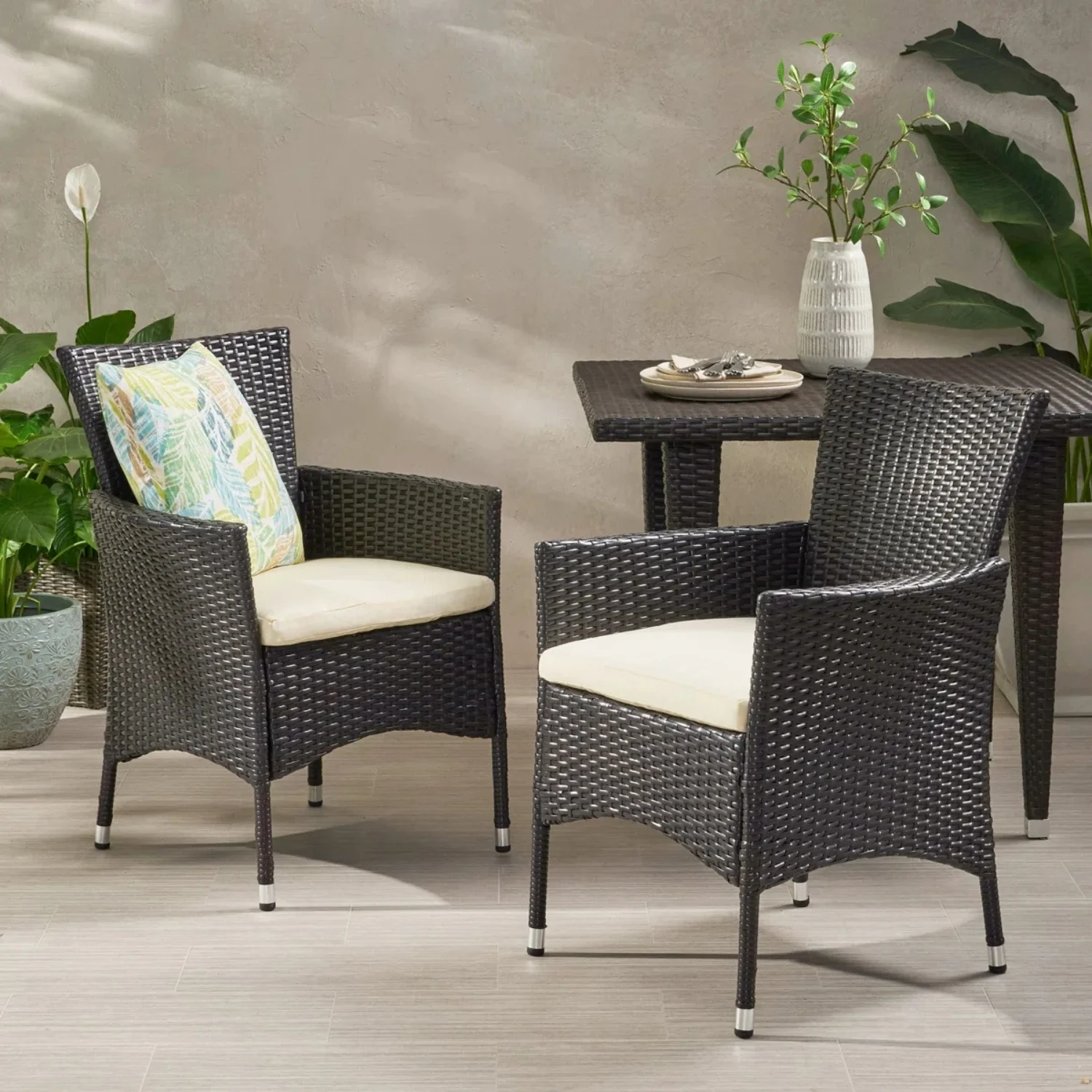 2-Piece Outdoor Rattan Wicker Patio Dining Chairs - Image 14