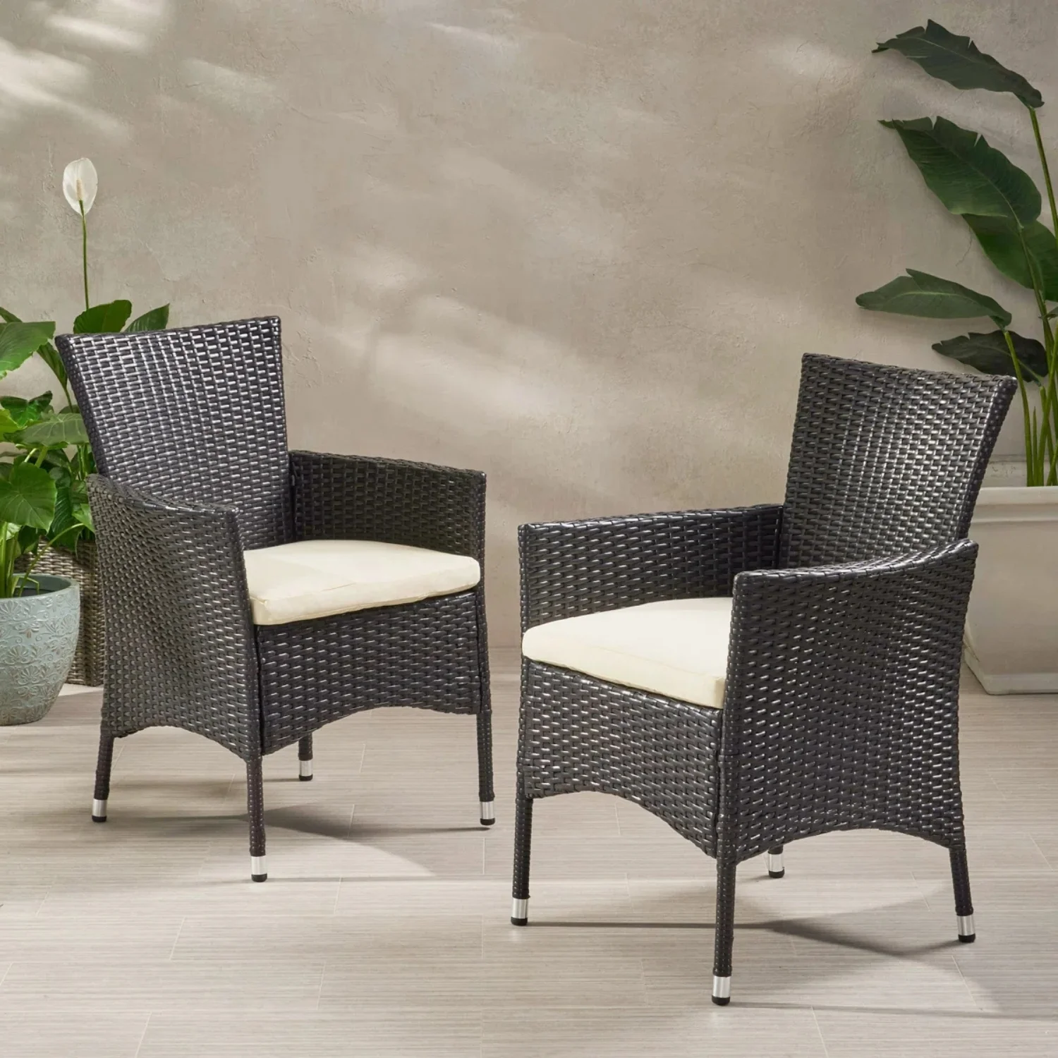 2-Piece Outdoor Rattan Wicker Patio Dining Chairs - Image 8