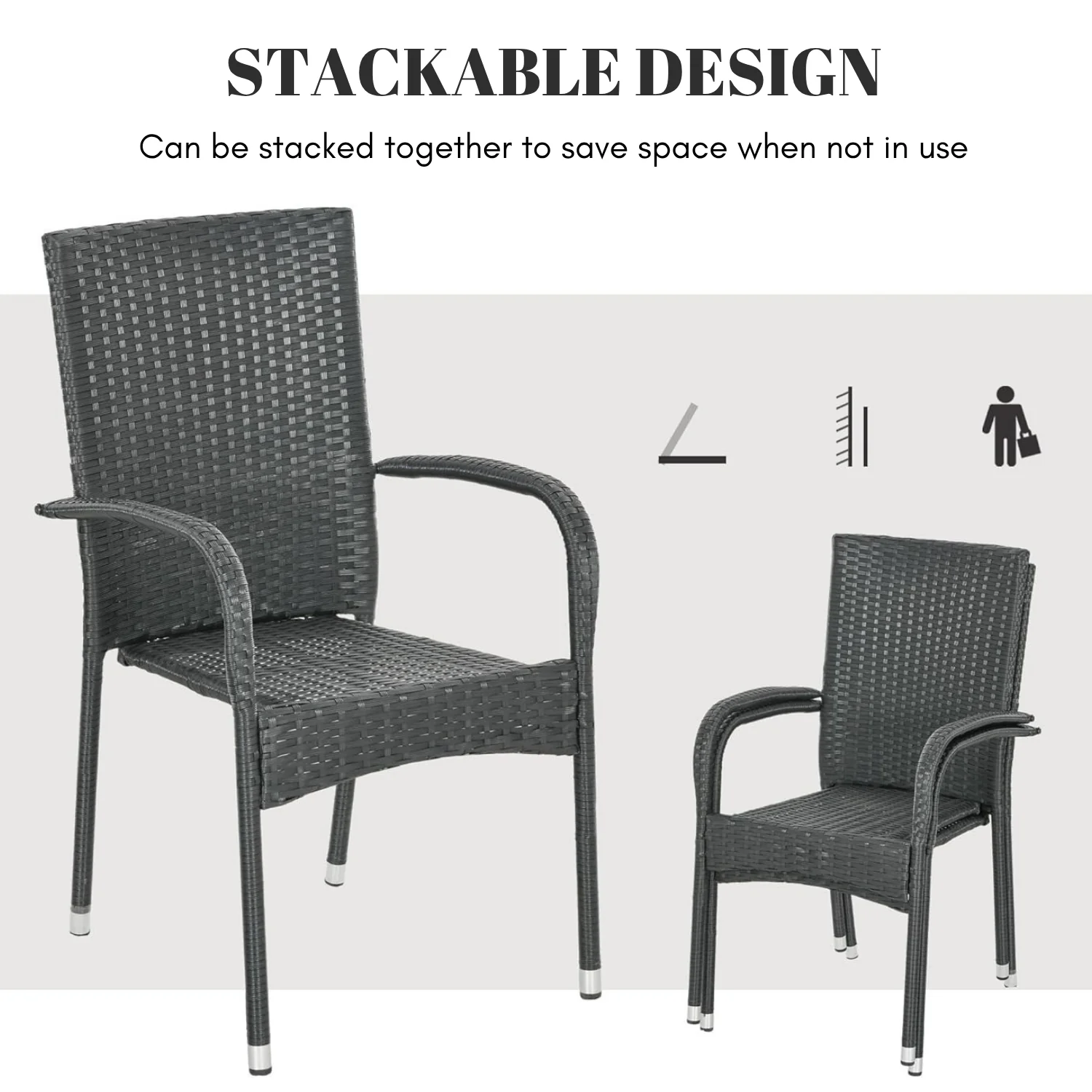 2-Piece Outdoor Rattan Wicker Patio Dining Chairs - Image 7