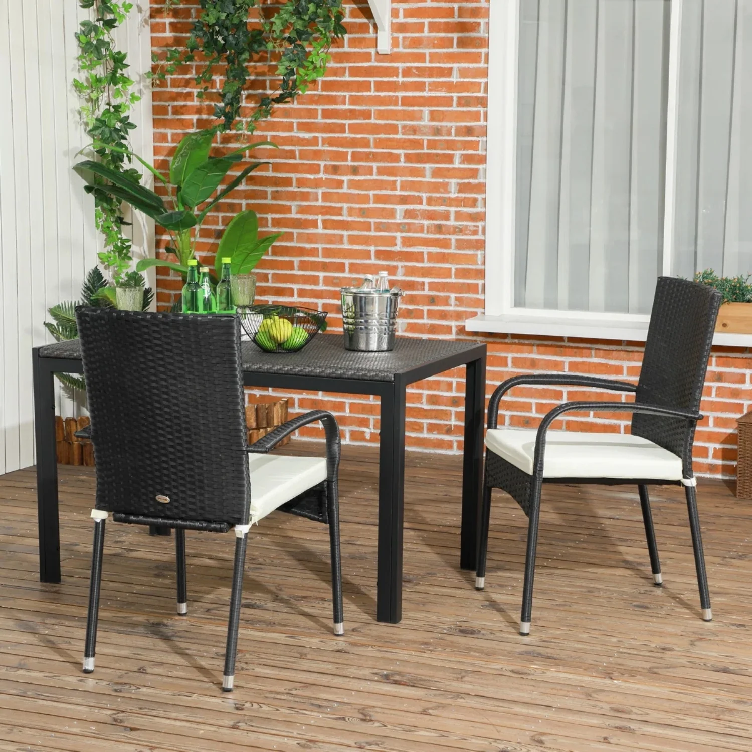 2-Piece Outdoor Rattan Wicker Patio Dining Chairs - Image 9