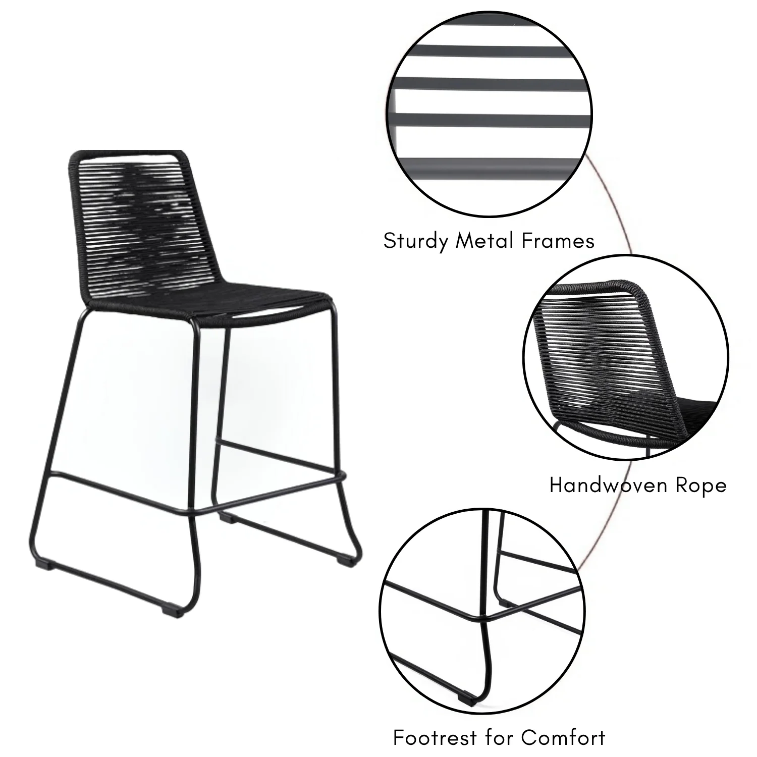 2-Piece Outdoor Rope Bar Chairs – Stylish Comfort Built to Last - Image 5