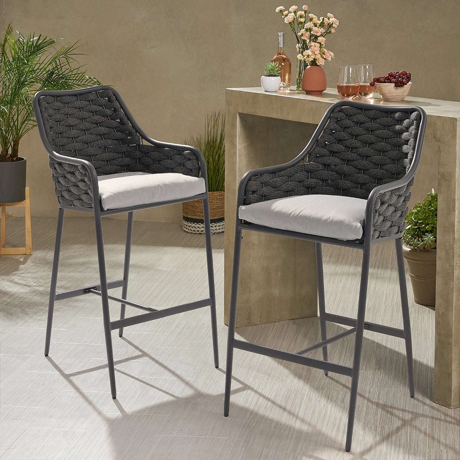2-Piece Outdoor Rope Bar Chairs – Stylish Comfort Built to Last - Image 10