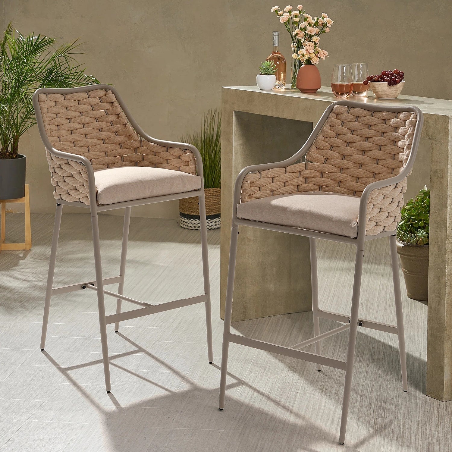 2-Piece Outdoor Rope Bar Chairs – Stylish Comfort Built to Last - Image 10