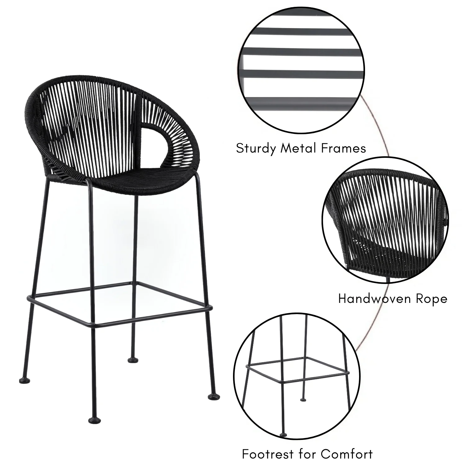 2-Piece Outdoor Rope Bar Chairs – Stylish Comfort Built to Last - Image 5