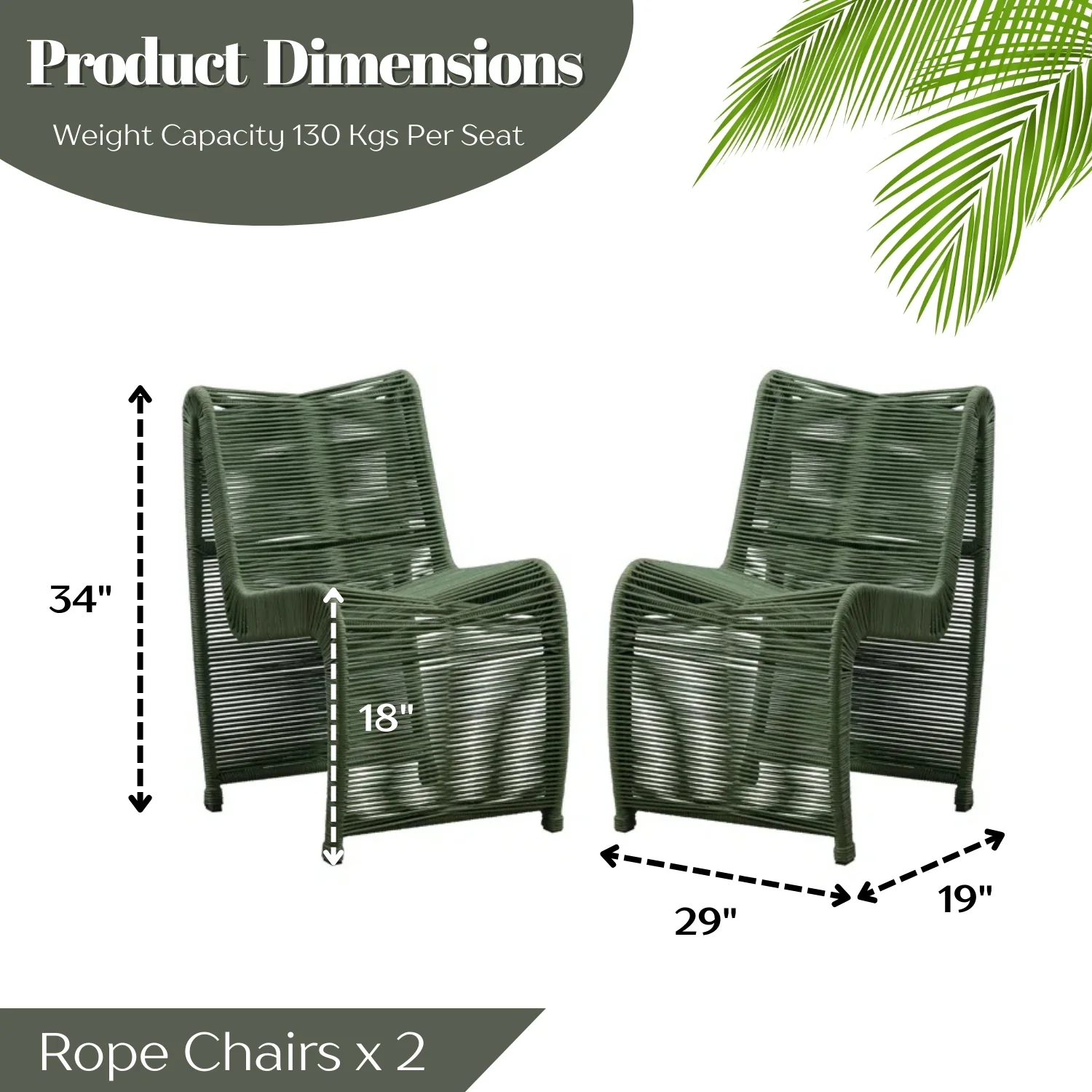 2-Piece Outdoor Rope Patio Chairs - Image 2