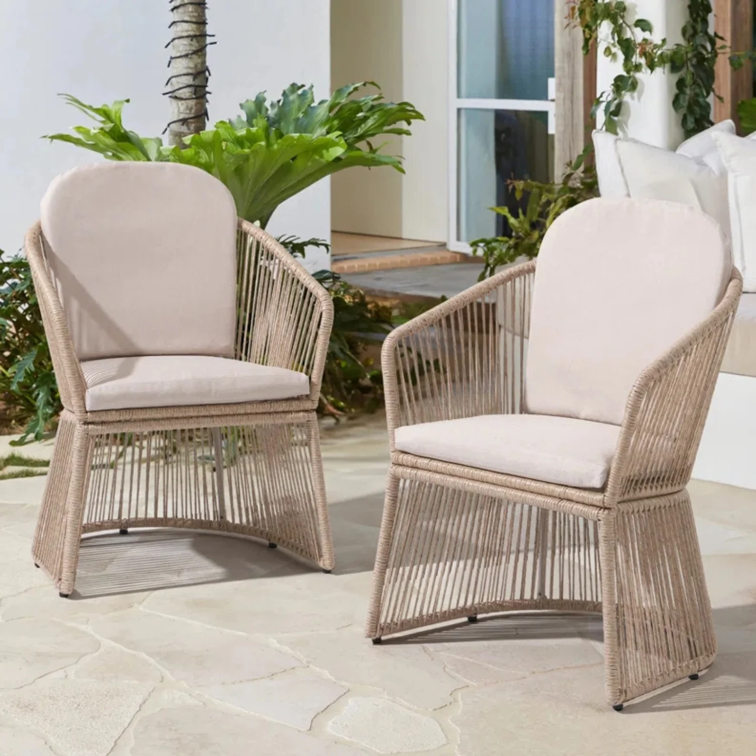 2-Piece Outdoor Rope Patio Chairs