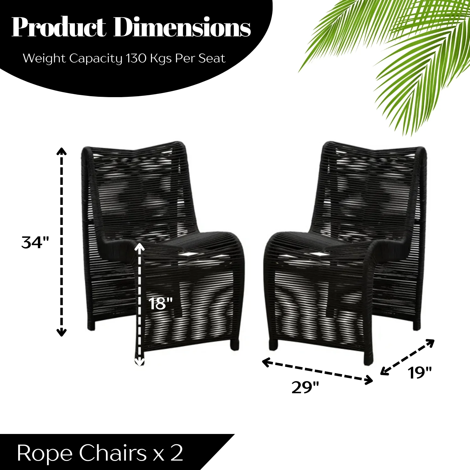 2-Piece Outdoor Rope Patio Chairs - Image 2