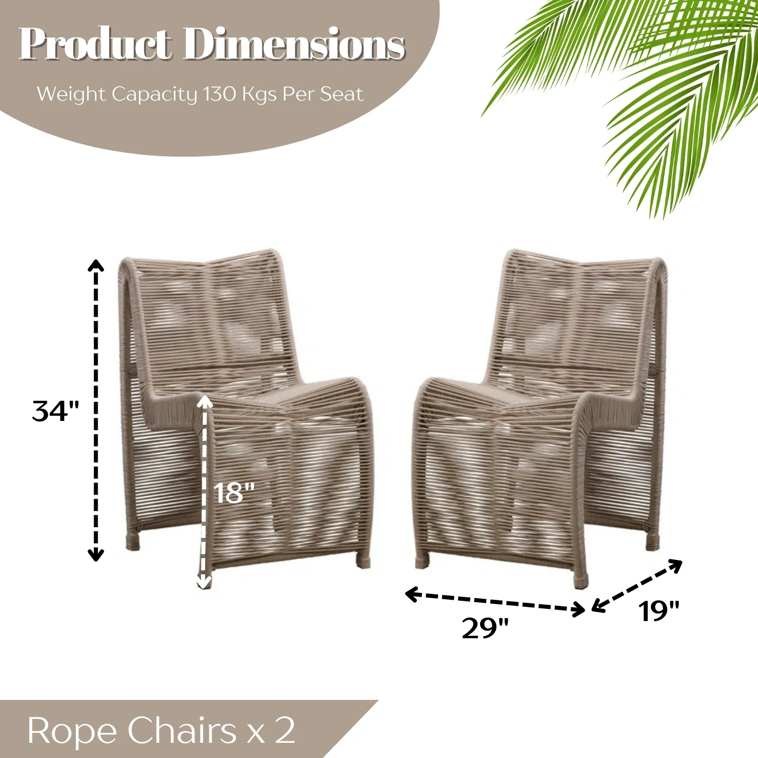 2-Piece Outdoor Rope Patio Chairs - Image 2