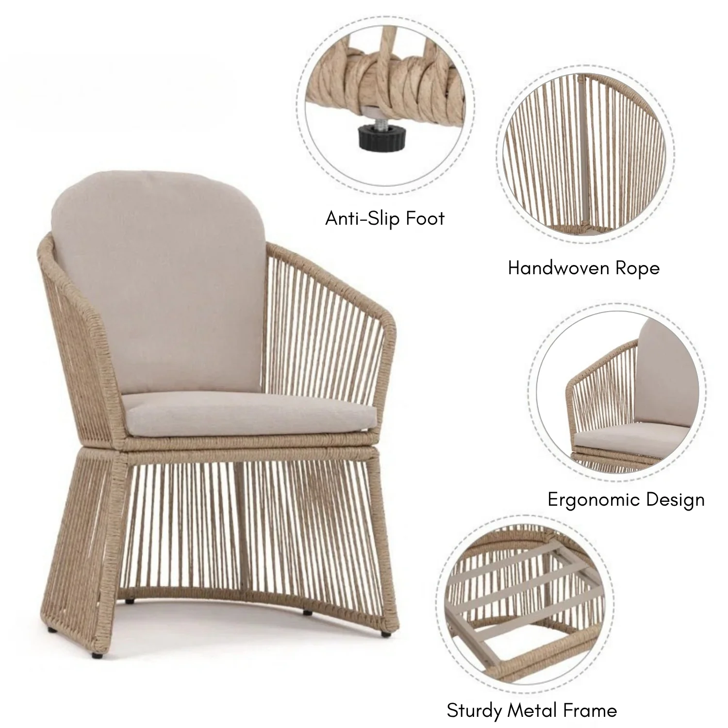 2-Piece Outdoor Rope Patio Chairs - Image 5