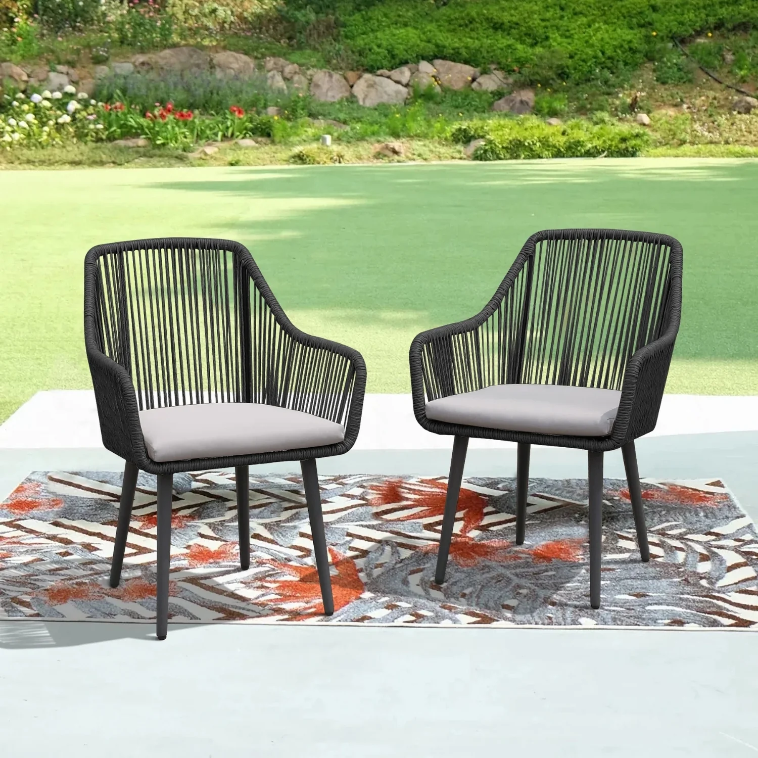 2-Piece Outdoor Rope Patio Dining Chairs - Image 10