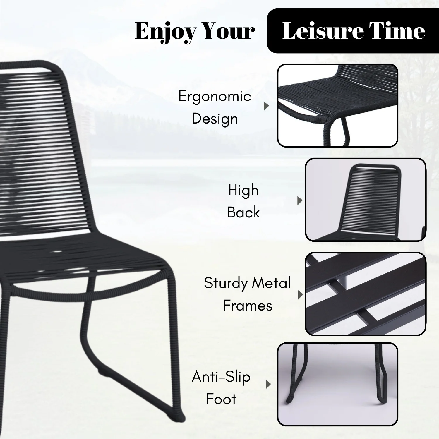 2-Piece Outdoor Rope Patio Dining Chairs - Image 6