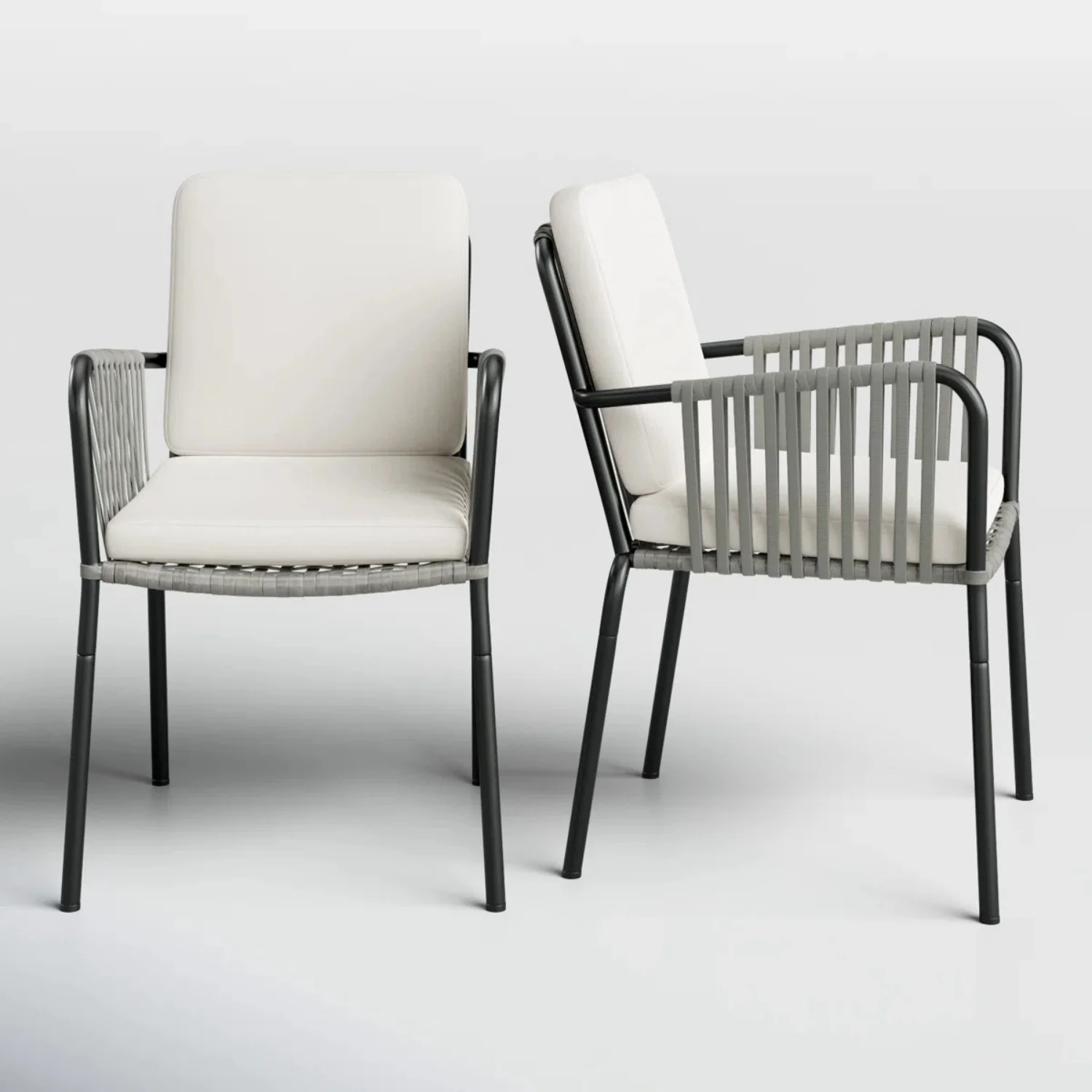 2-Piece Outdoor Rope Patio Dining Chairs