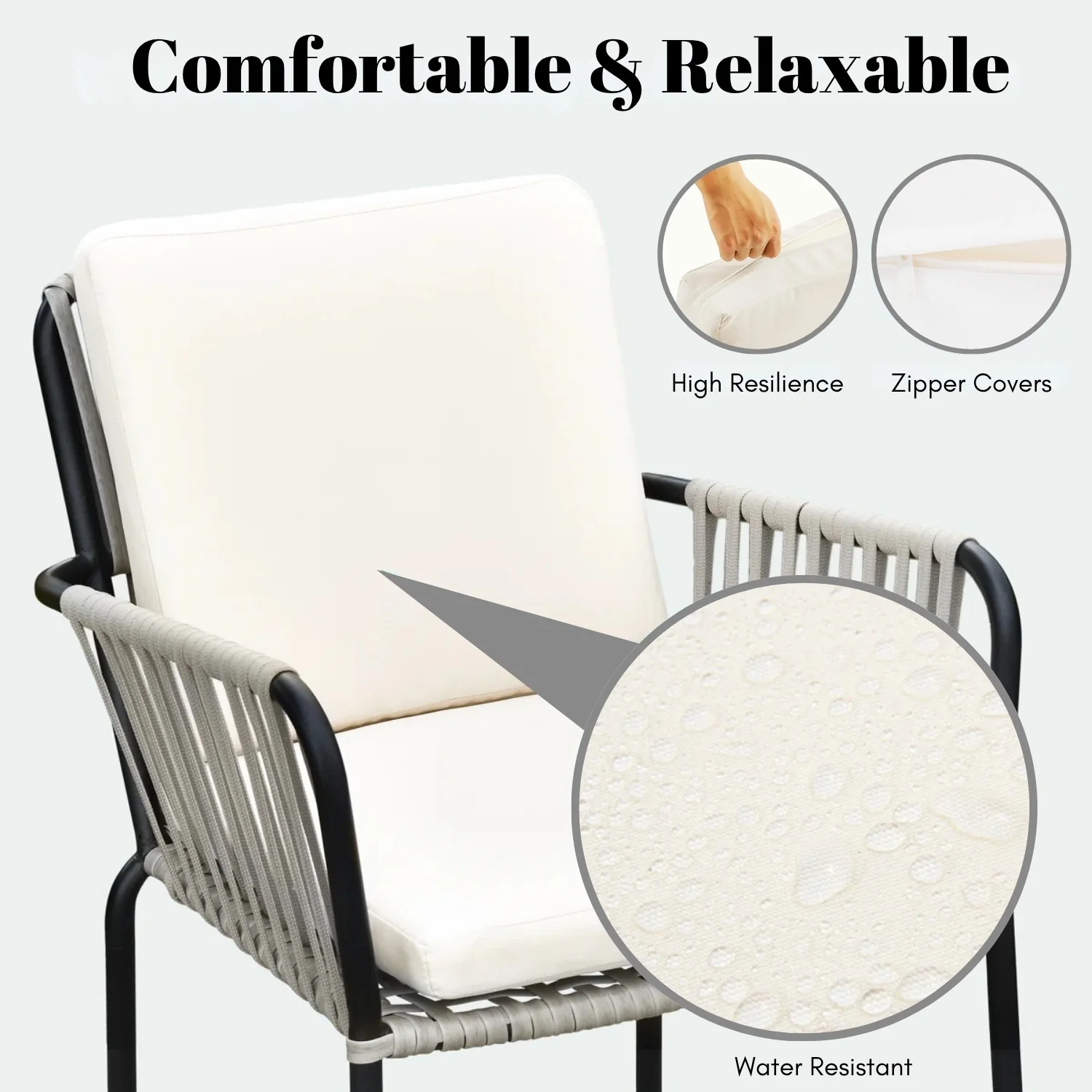 2-Piece Outdoor Rope Patio Dining Chairs - Image 5