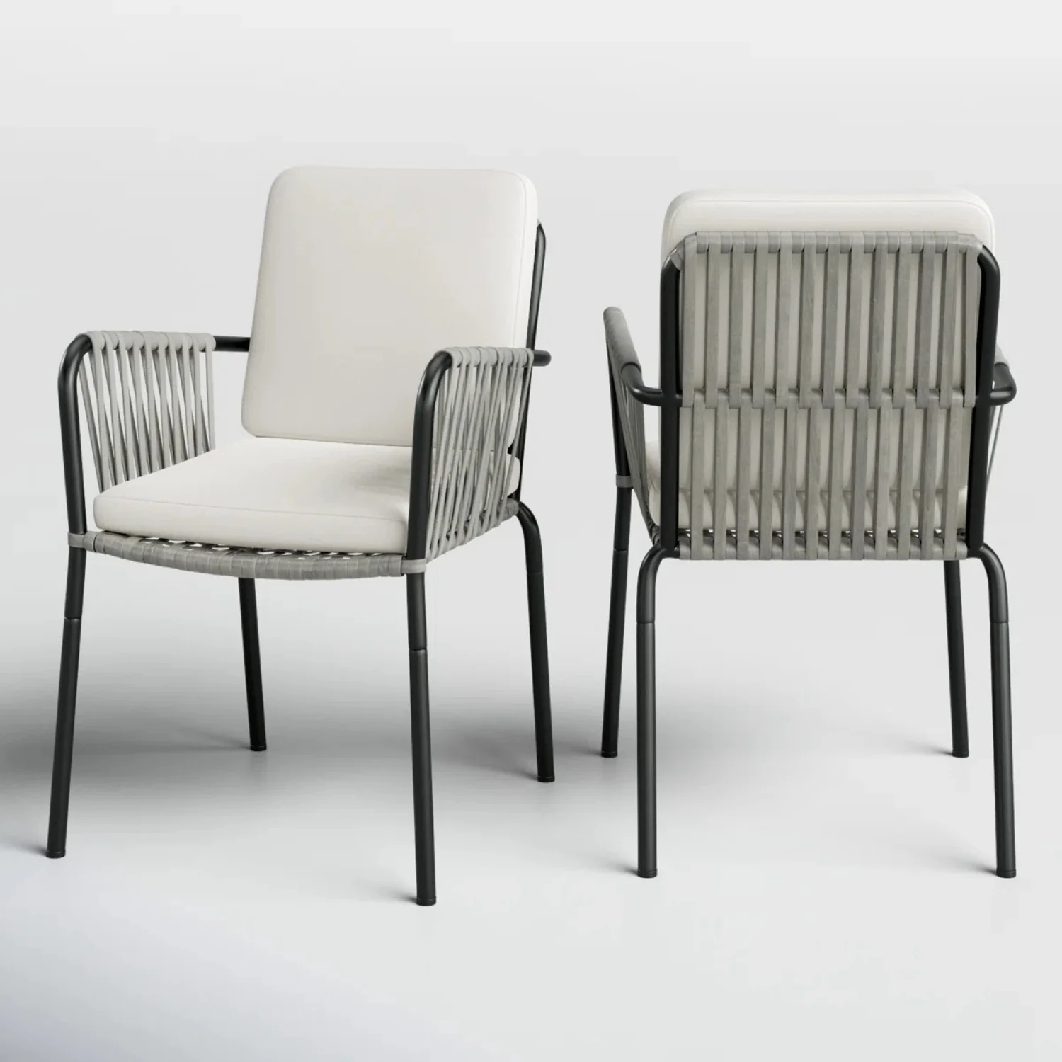 2-Piece Outdoor Rope Patio Dining Chairs - Image 6