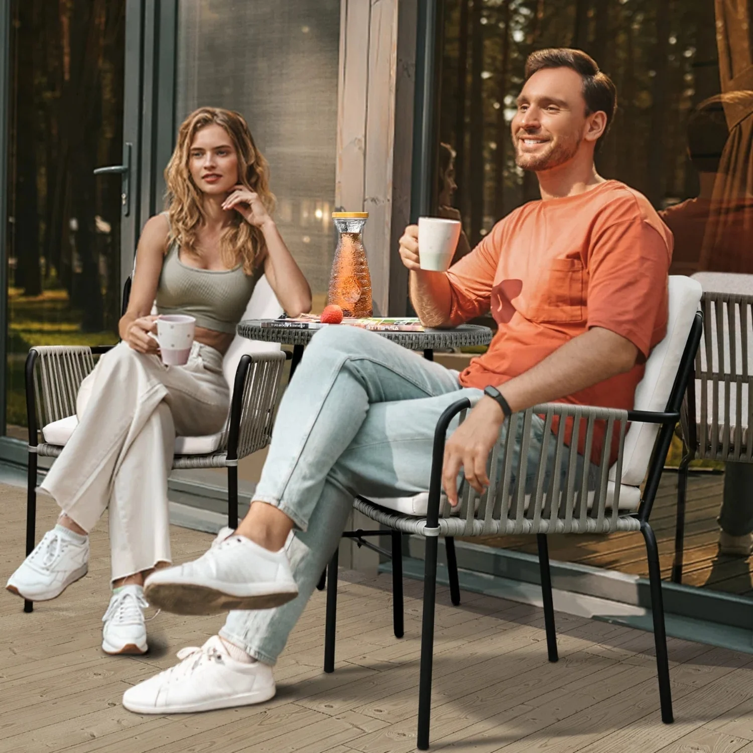 2-Piece Outdoor Rope Patio Dining Chairs - Image 7