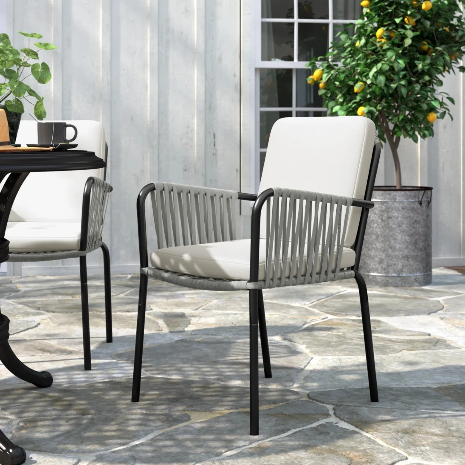 2-Piece Outdoor Rope Patio Dining Chairs - Image 8