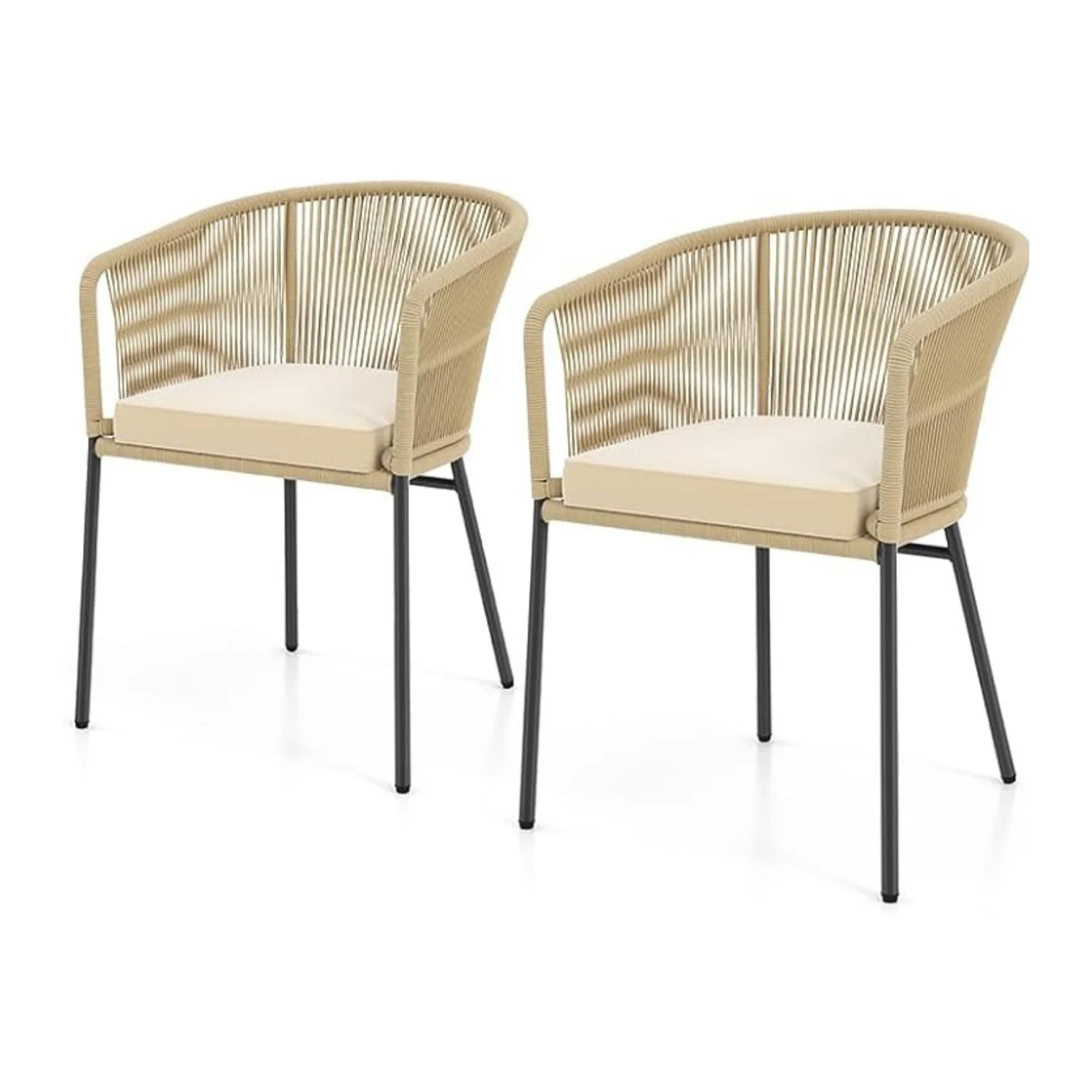 2-Piece Outdoor Rope Patio Dining Chairs - Image 3