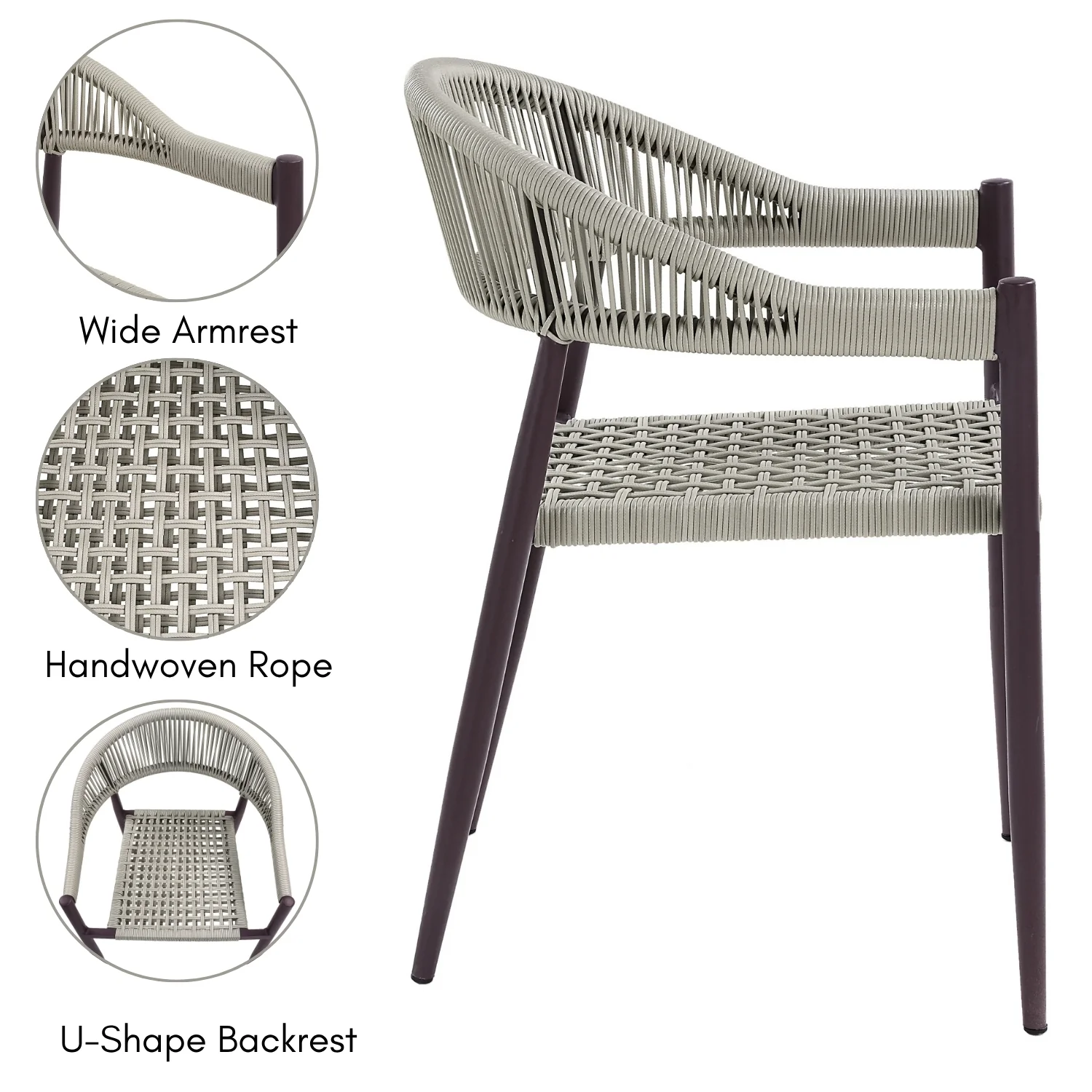 2-Piece Outdoor Rope Patio Dining Chairs - Image 5
